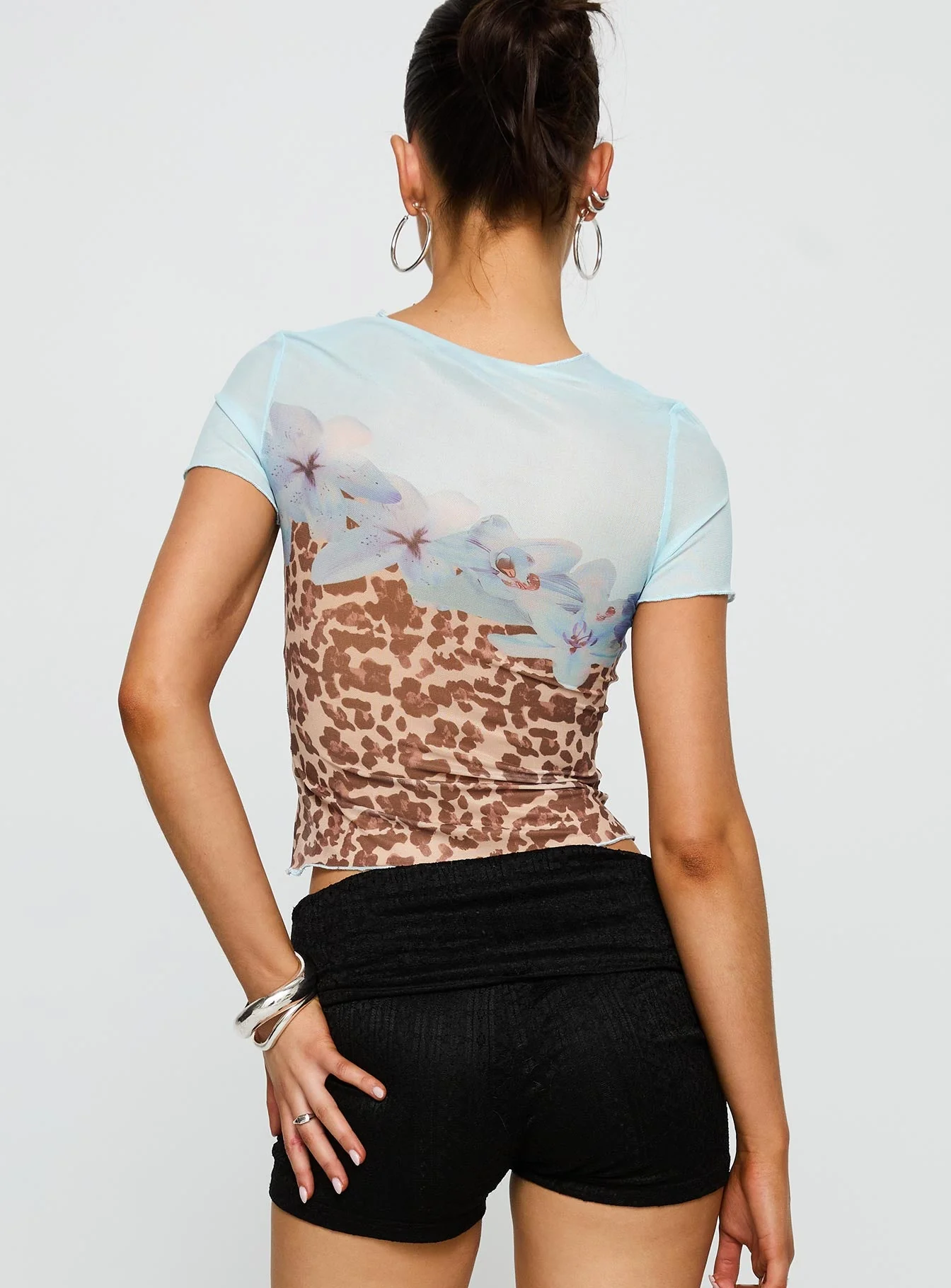 Pop Quiz Mesh Top Blue / Leopard
