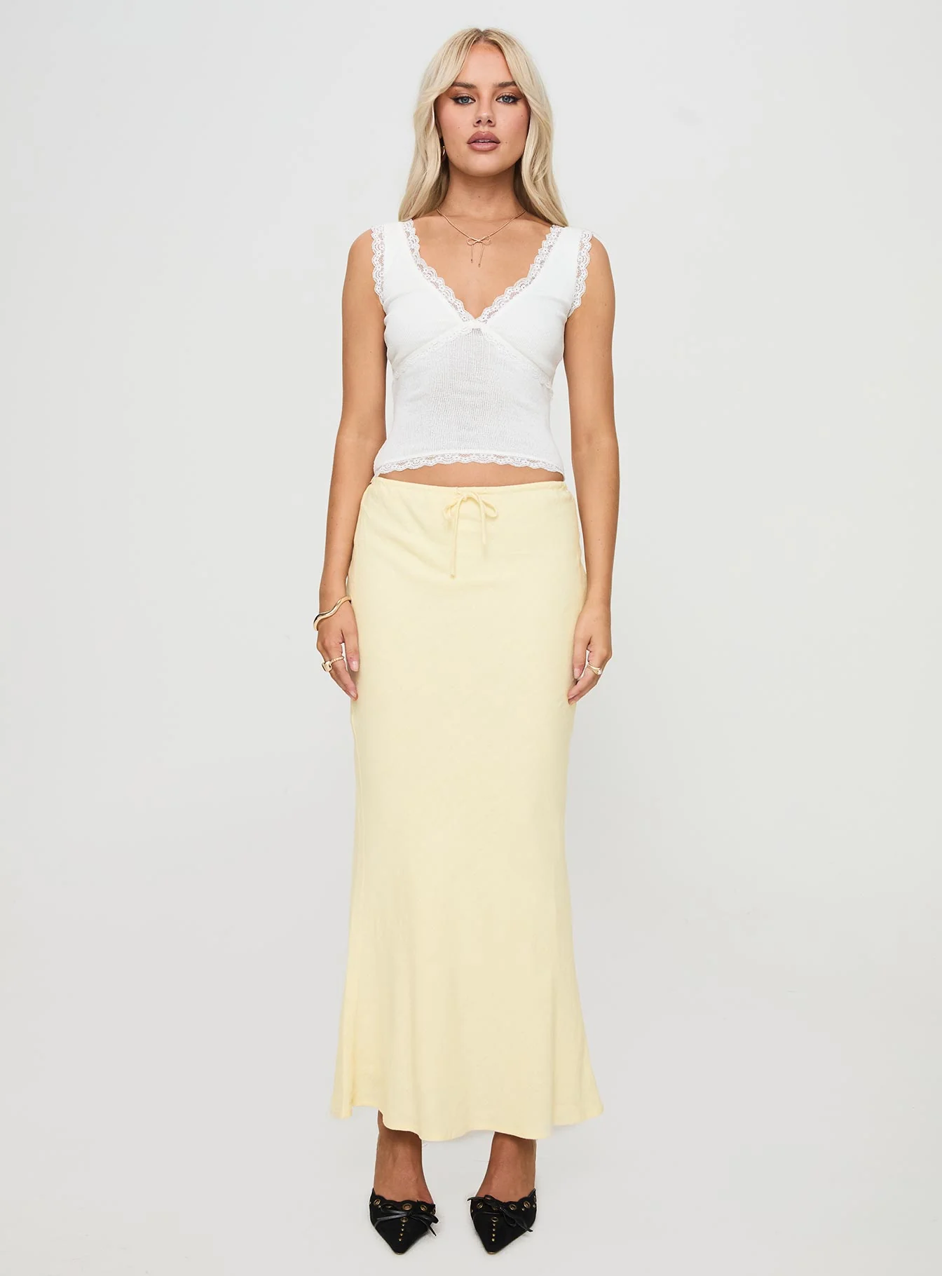 Mercer Linen Blend Maxi Skirt Lemon