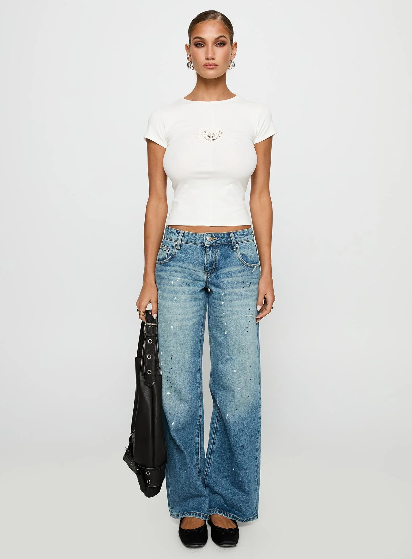 We Could Go Lace Detail Top White