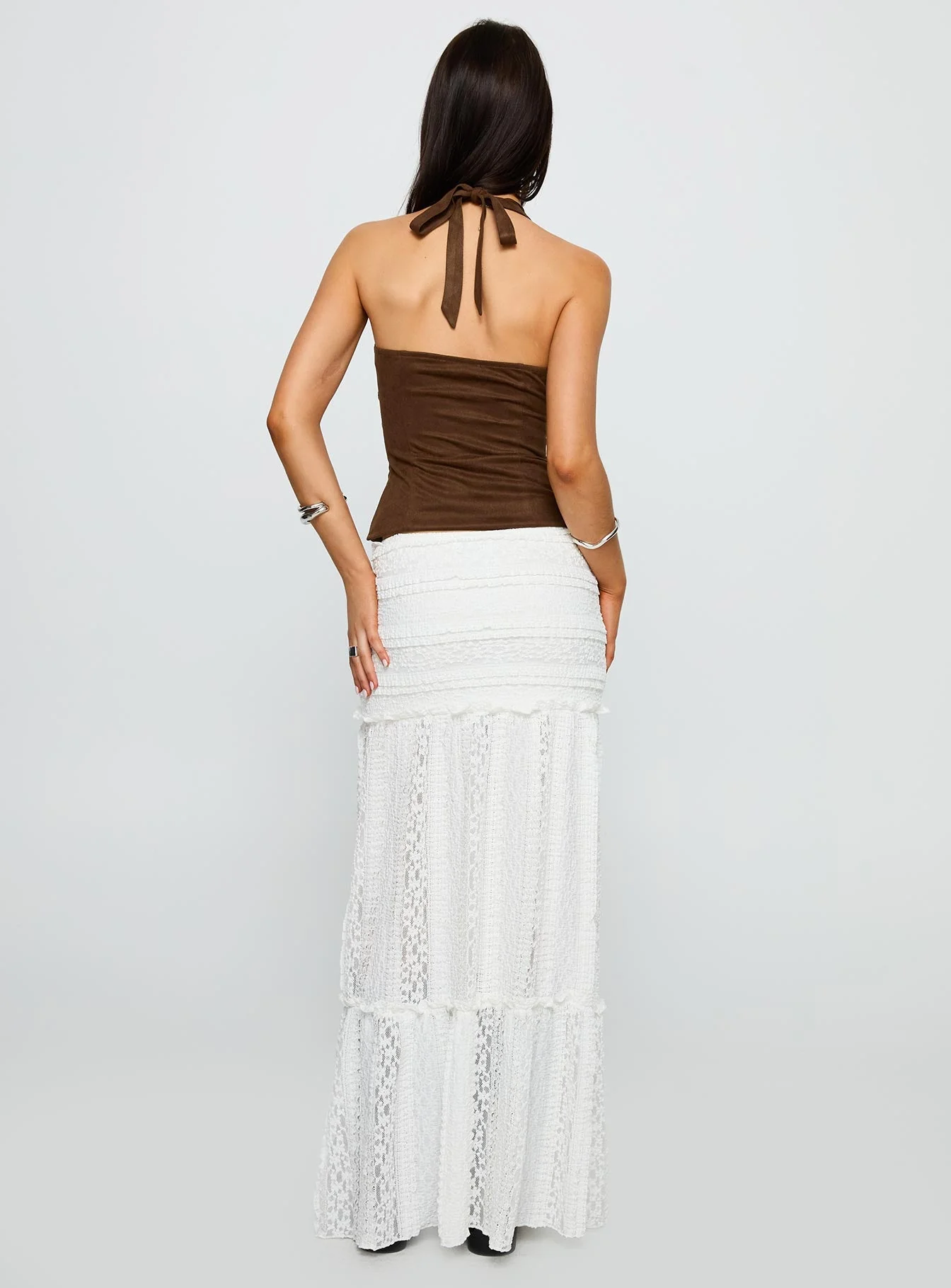 Emanuella Lace Maxi Skirt White