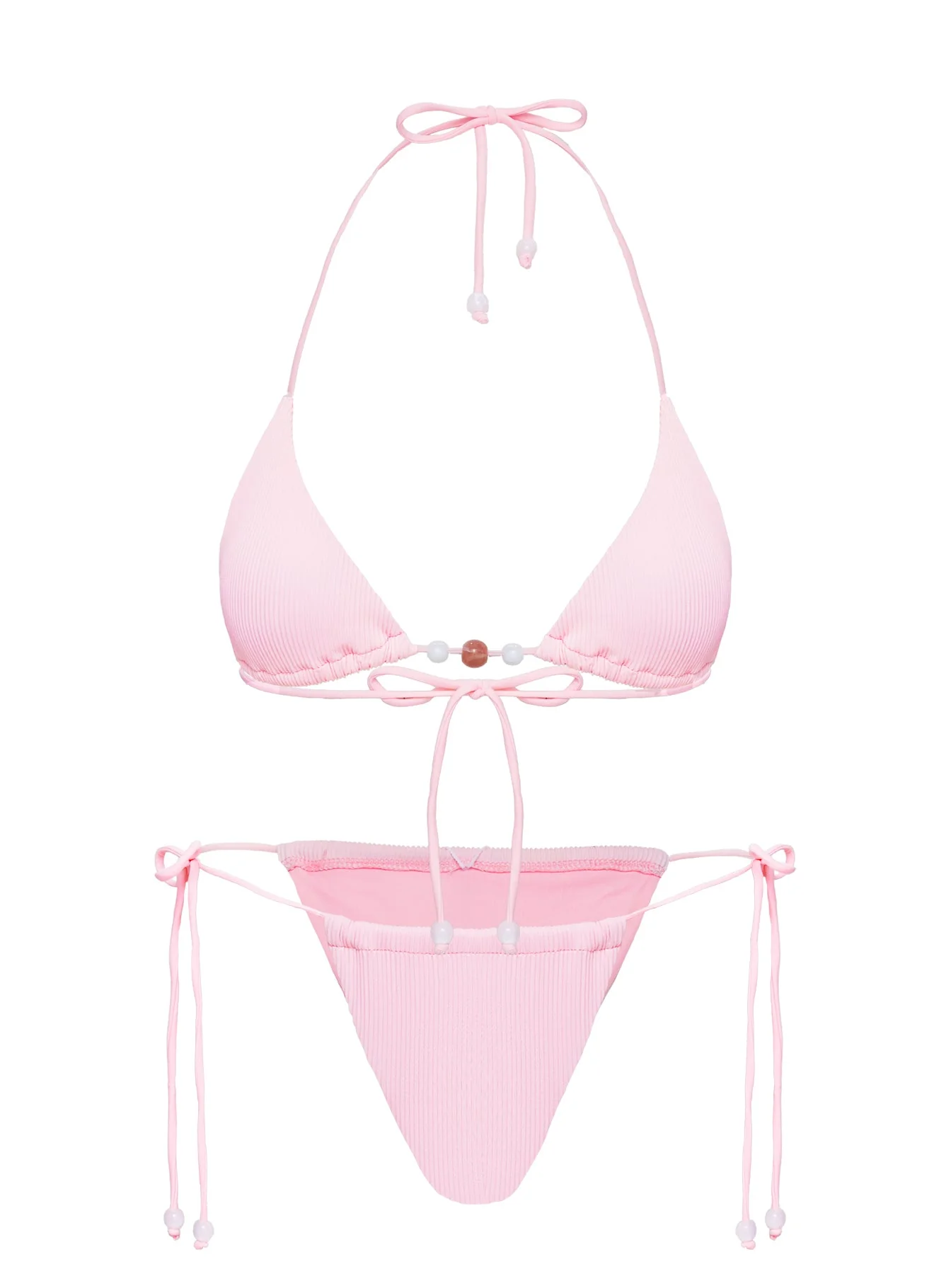 Saide Triangle Bikini Top Pink Stripe