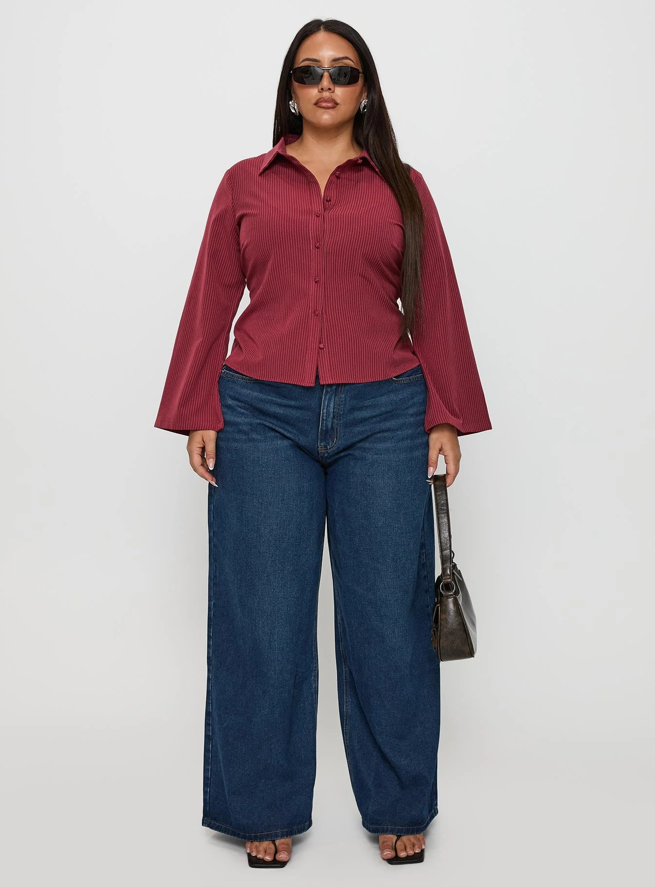 Anni Pinstripe Shirt Red Curve