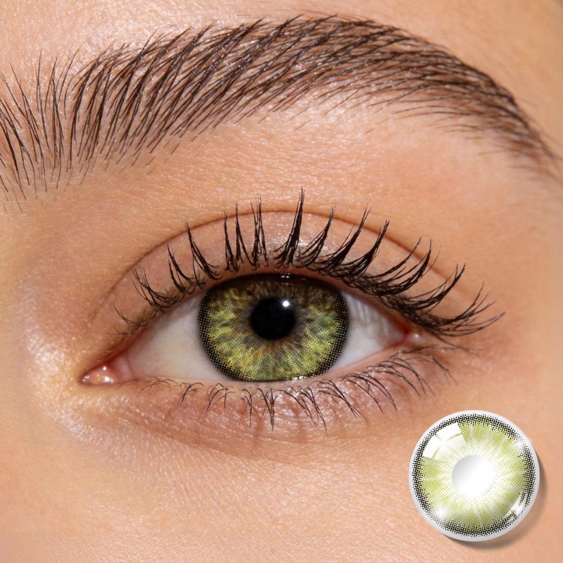 BONVIRO Matcha Bloom Contacts - Fresh Olive & Forest Green Gradient, Matcha-Bloom Pattern | 6 Months Wear