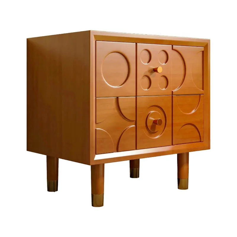 Geometric carved nightstand(18.9