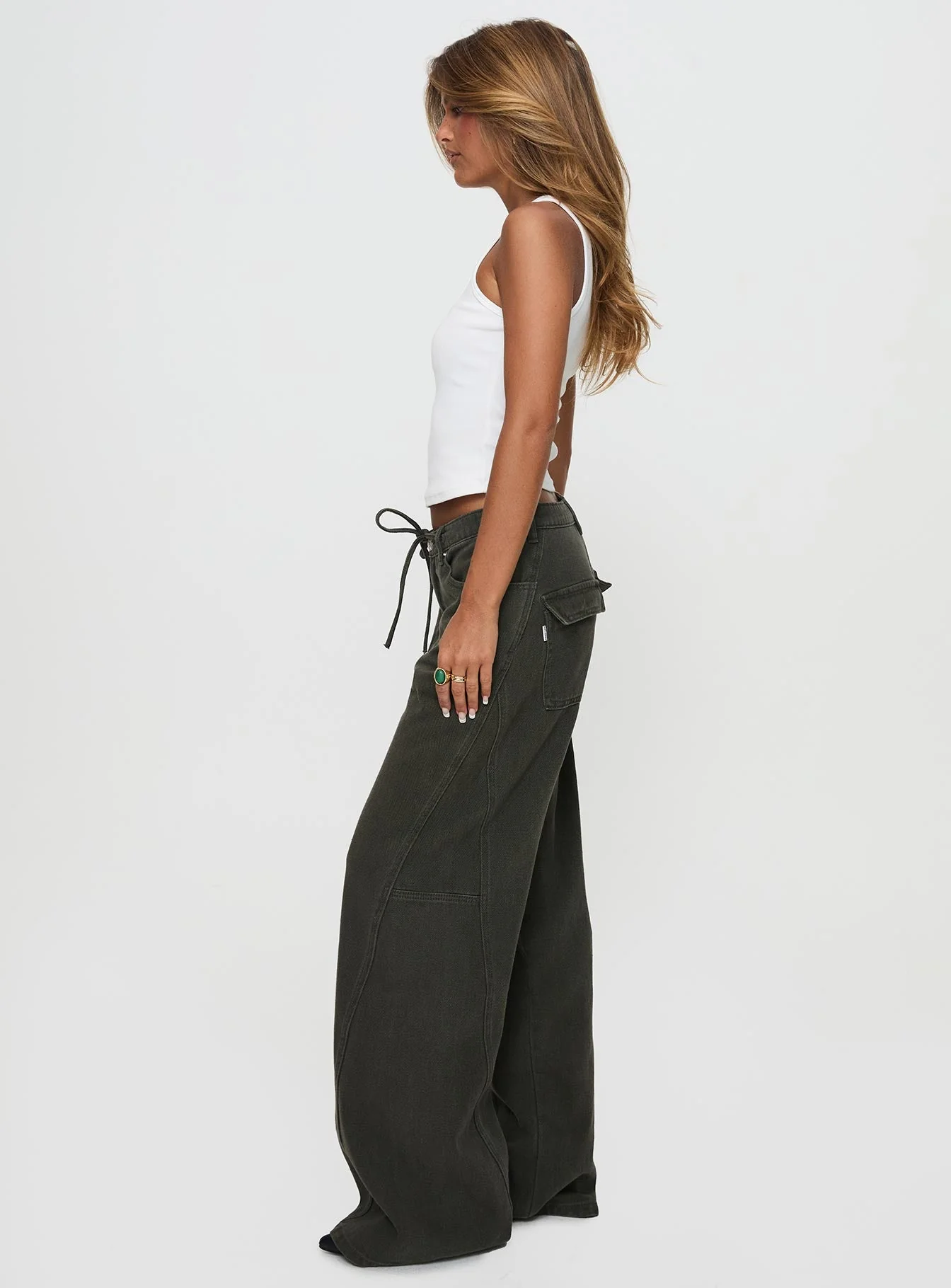 Bruiser Tie Waist Jeans Green Petite