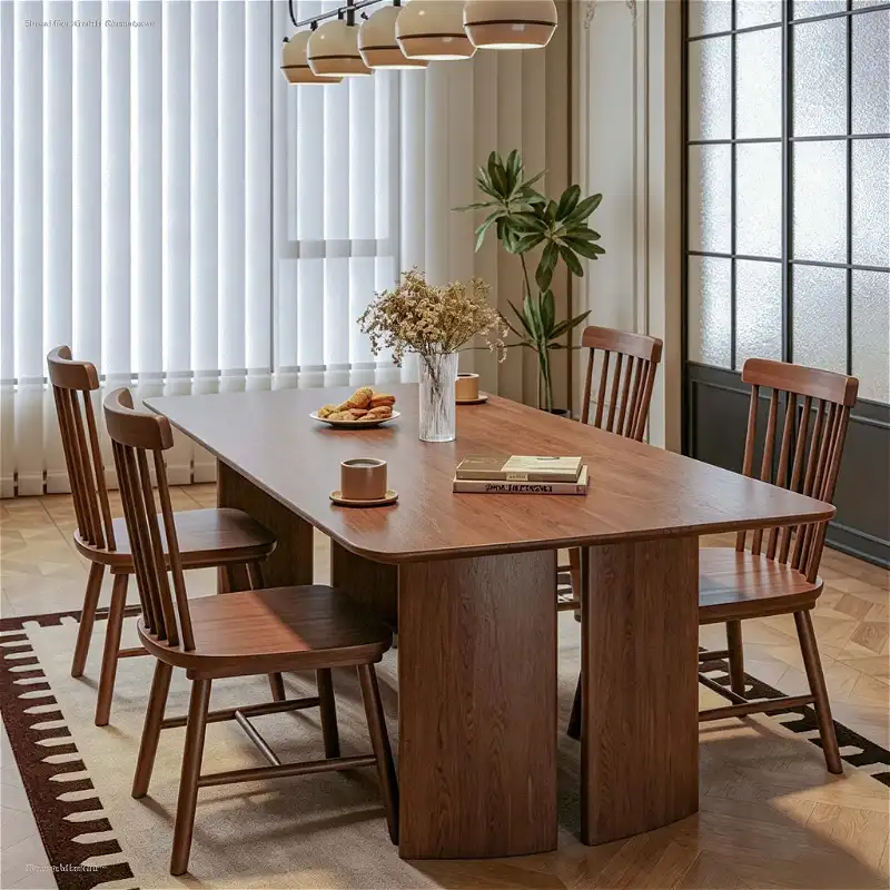 High-back solid wood dining chair