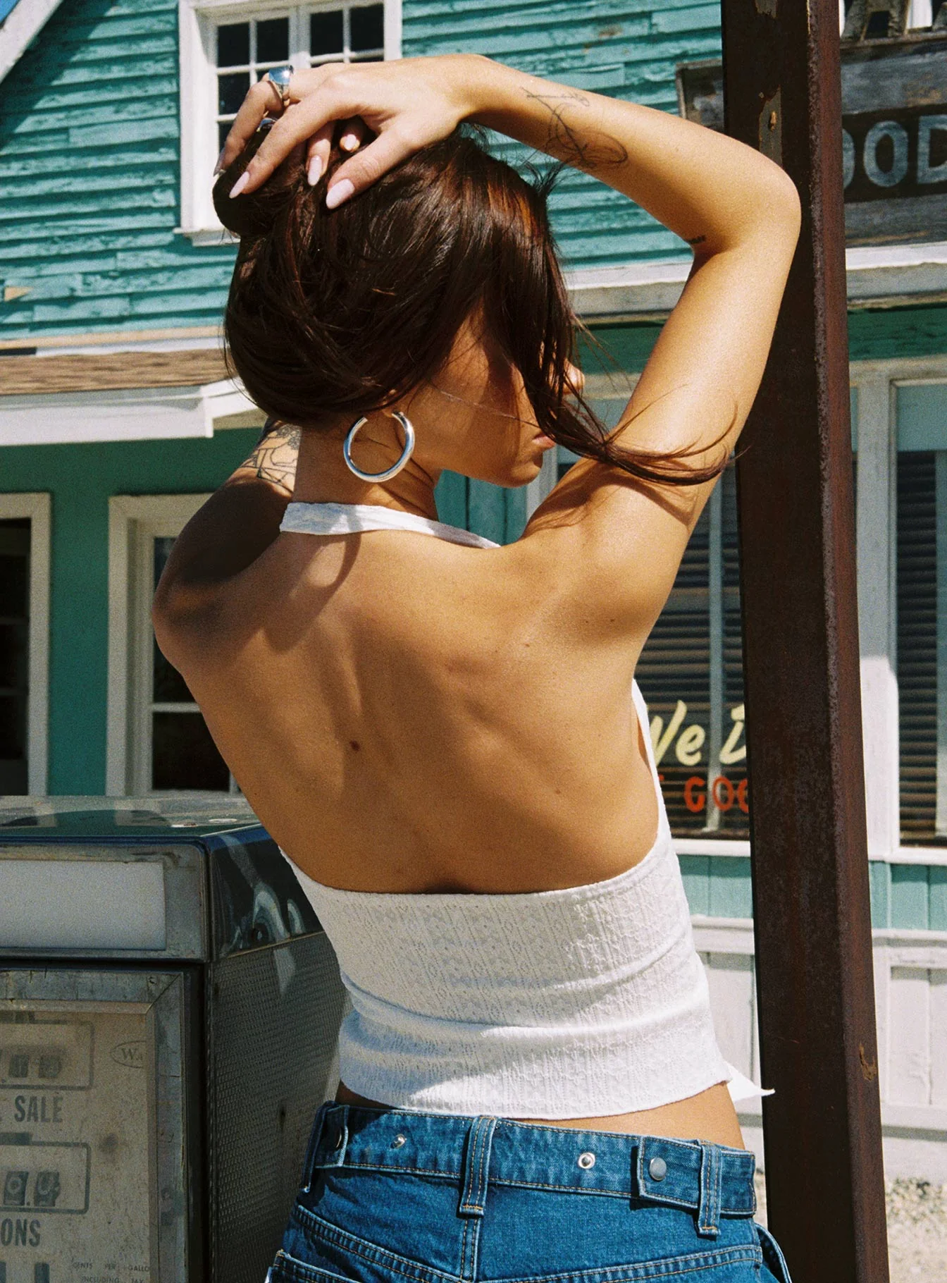 Moderna Halter Lace Top White