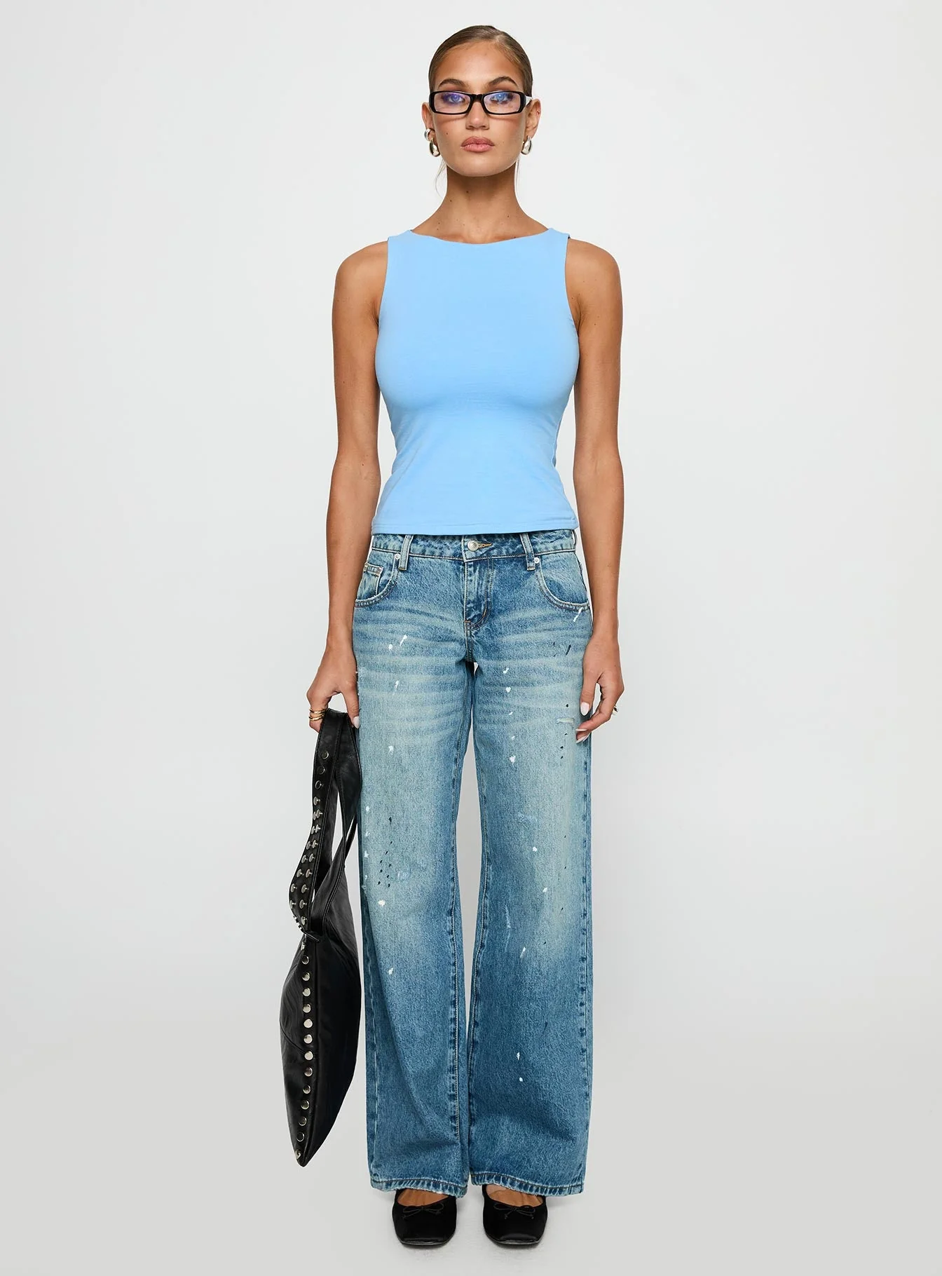 Lose Your Number High Neck Top Blue