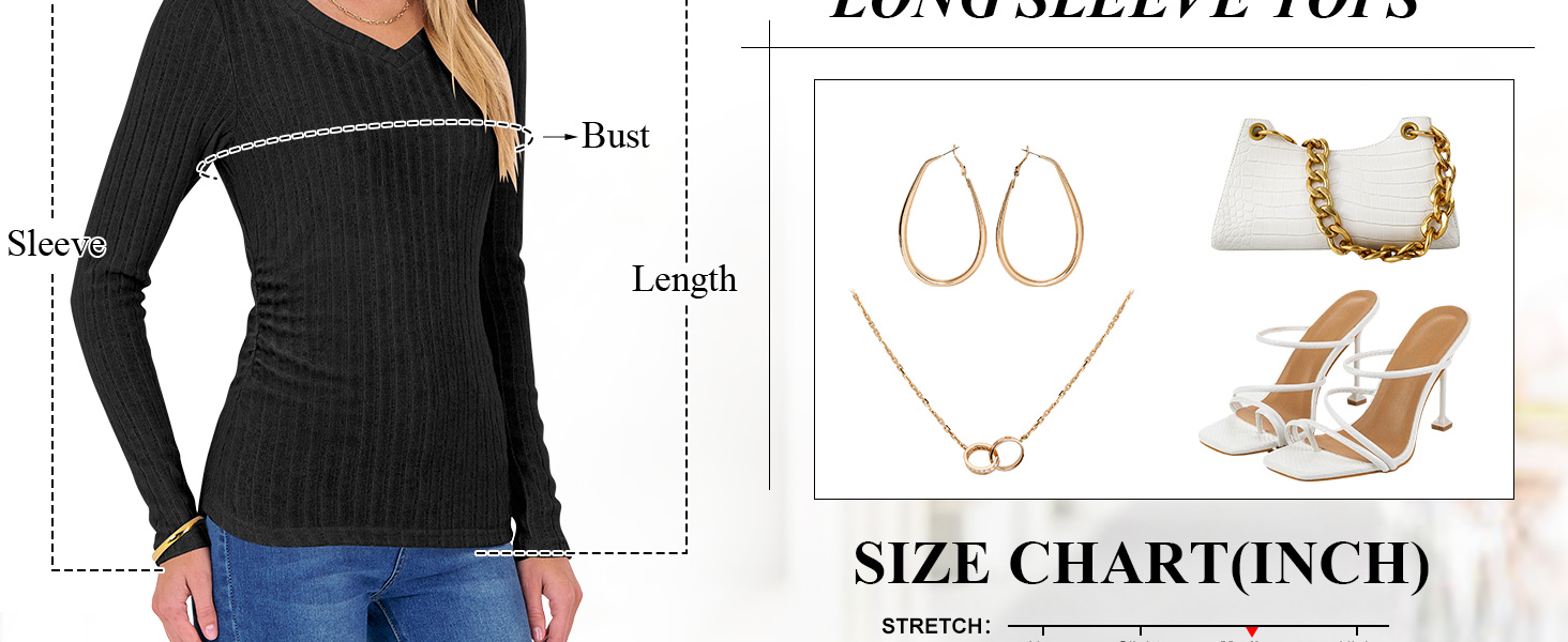 ANRABESS Womens Long Sleeve Shirts V Neck Ribbed Knit Slim Fit Lightweight Sweater