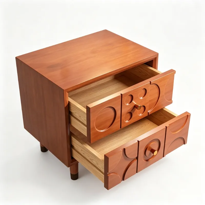 Geometric carved nightstand(18.9