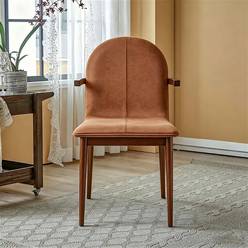 Solid wood leather dining chair