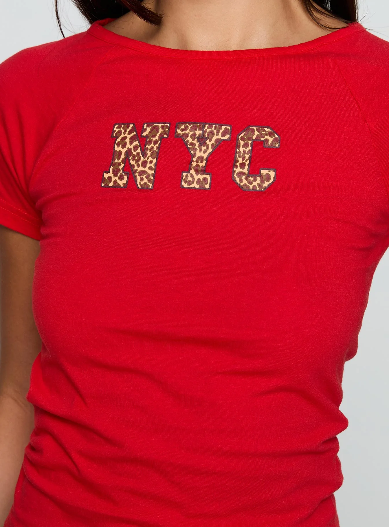 Nyc Leopard Graphic Top Red