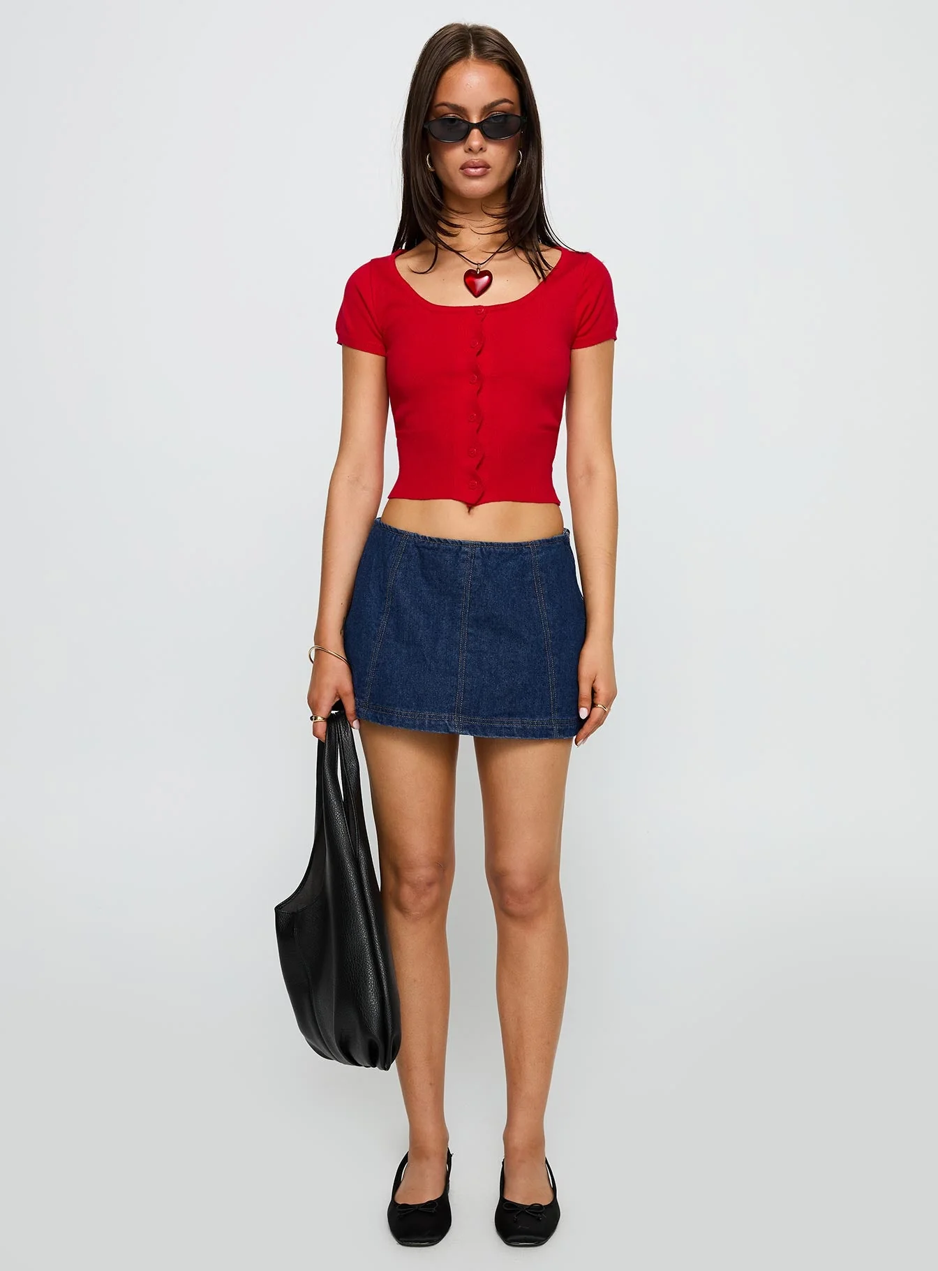 Pretty Sweet Button Up Top Red