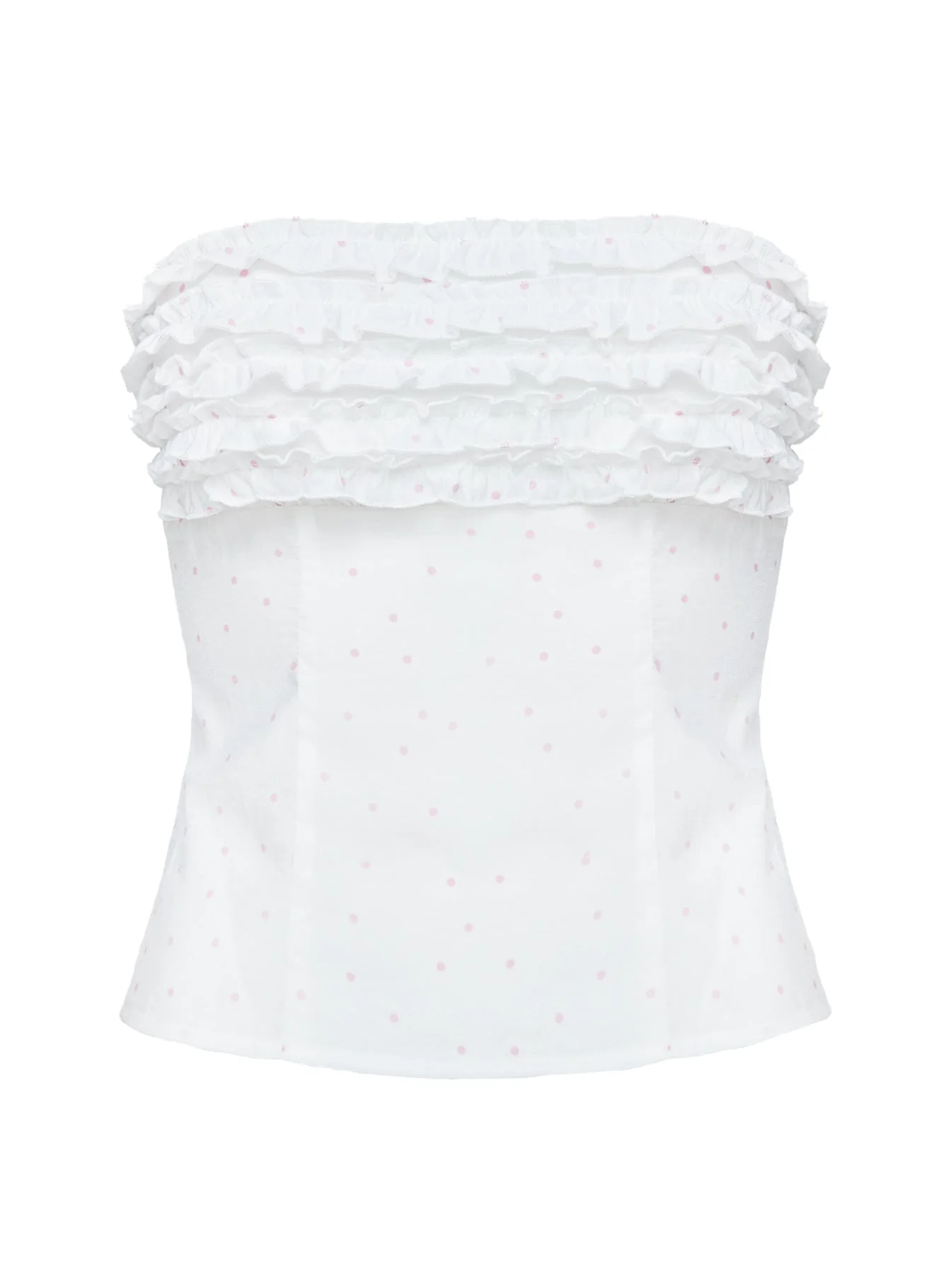 Swingset Love Strapless Top White / Pink Dot