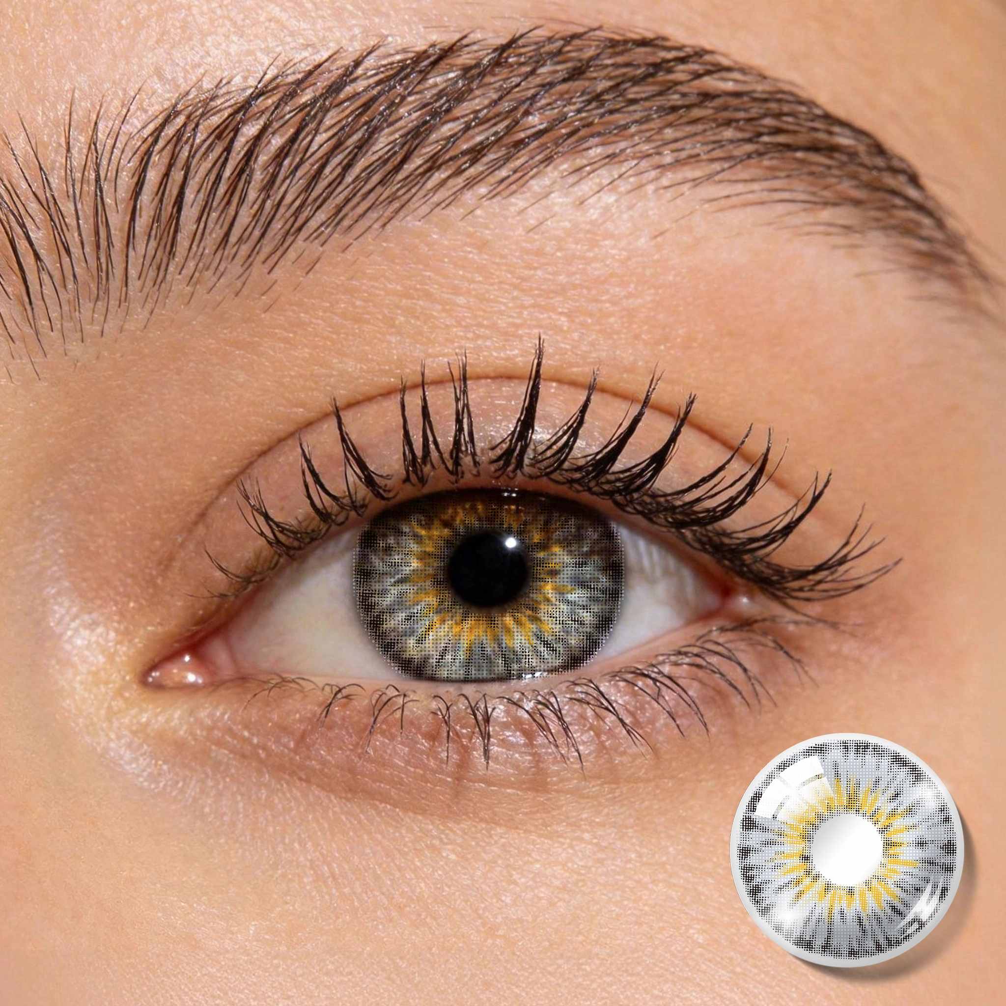 BONVIRO Halo Grey Colored Contacts | Crystal Grey Gradient with Soft Halo Definition & Airy Natural Finish | 6-Month Wear