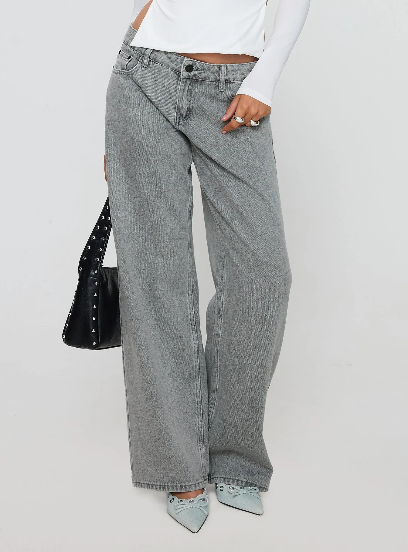 Ellanor Low Rise Slouch Denim Jean Washed Grey Petite