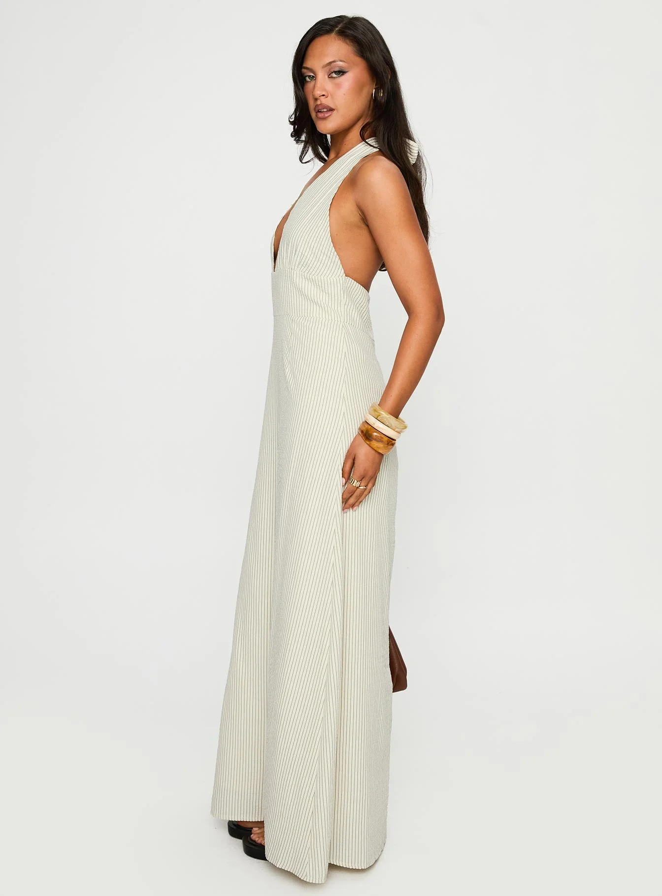 Caralyn Halter Maxi Dress Multi Stripe