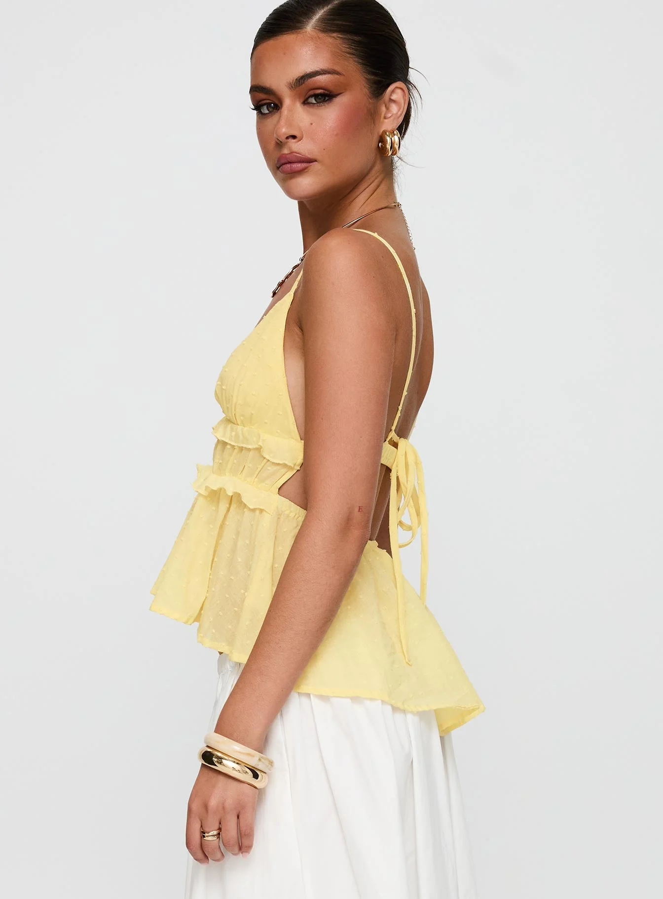 Blondelle Frill Detail Top Yellow