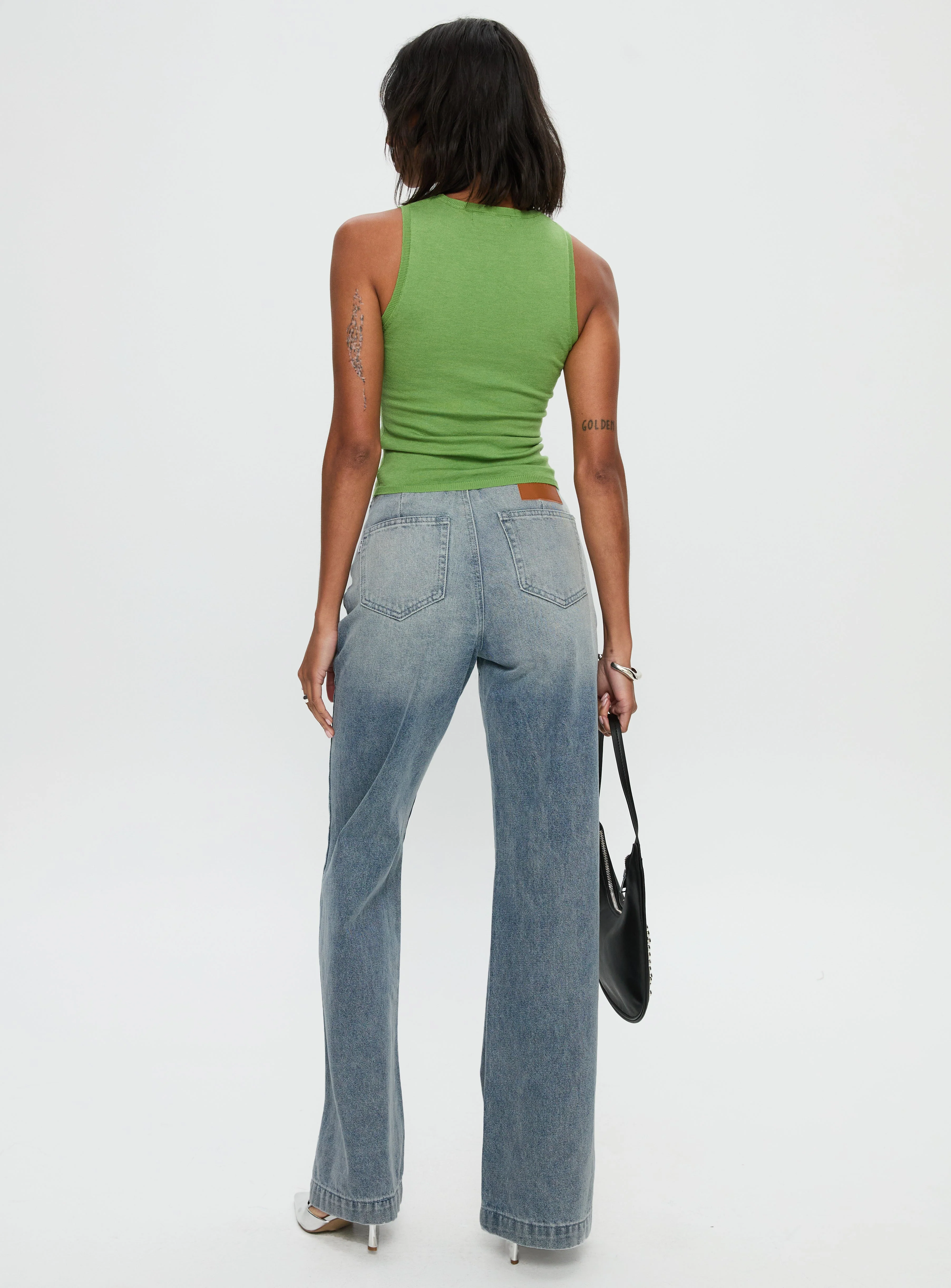 Slow Ride Belted Jeans Light Blue