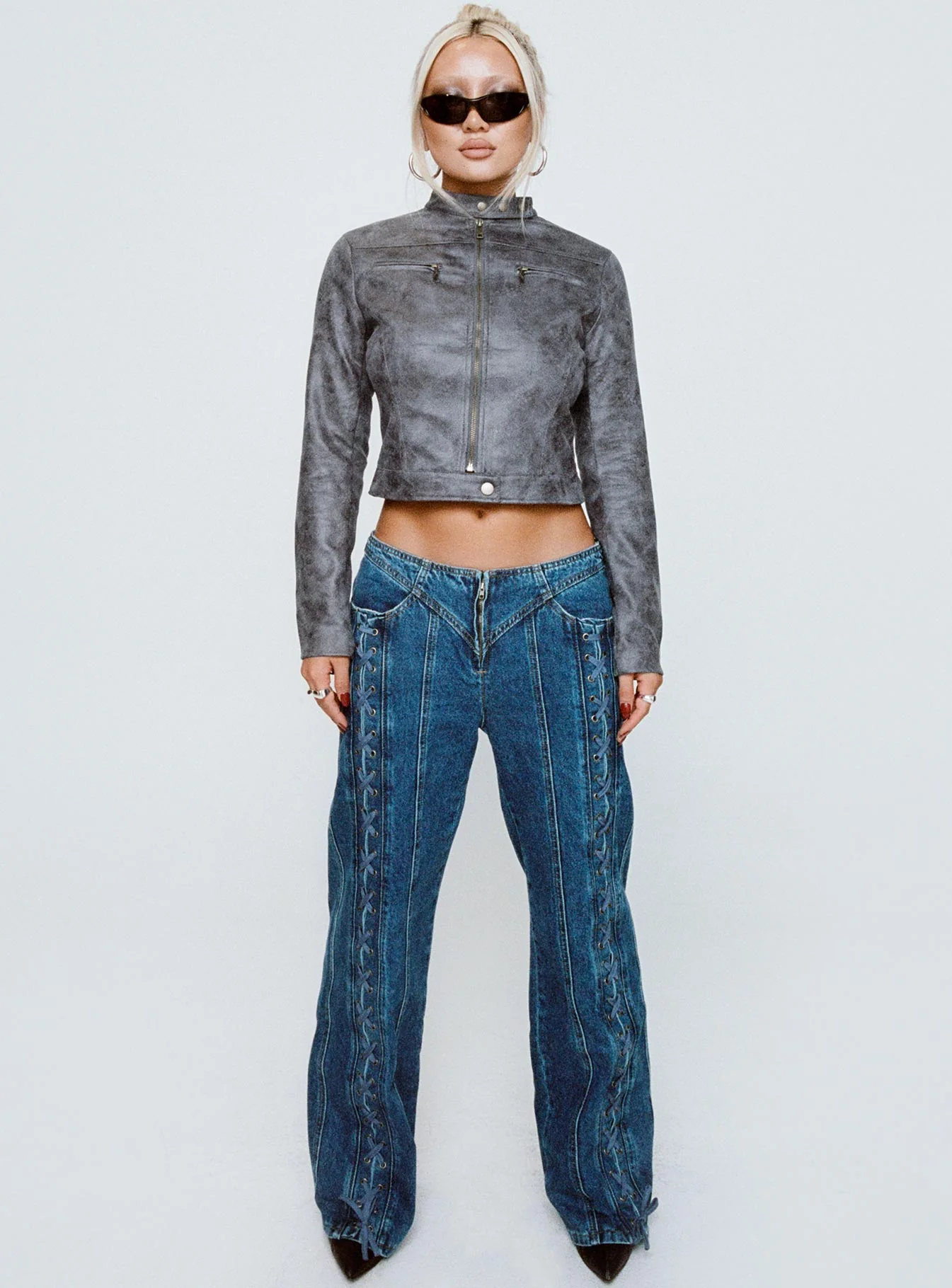 Day Dream Tie Up Jeans Blue Denim