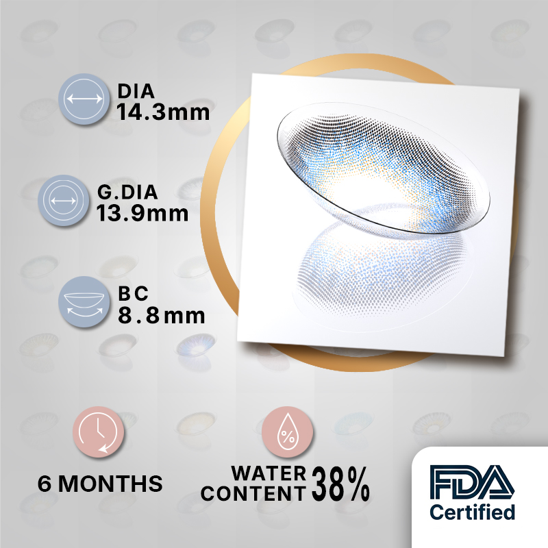 BONVIRO Sky Blue Colored Contact Lenses – Natural Translucent Blue Contacts for Dark Eyes | 6 Months Wear