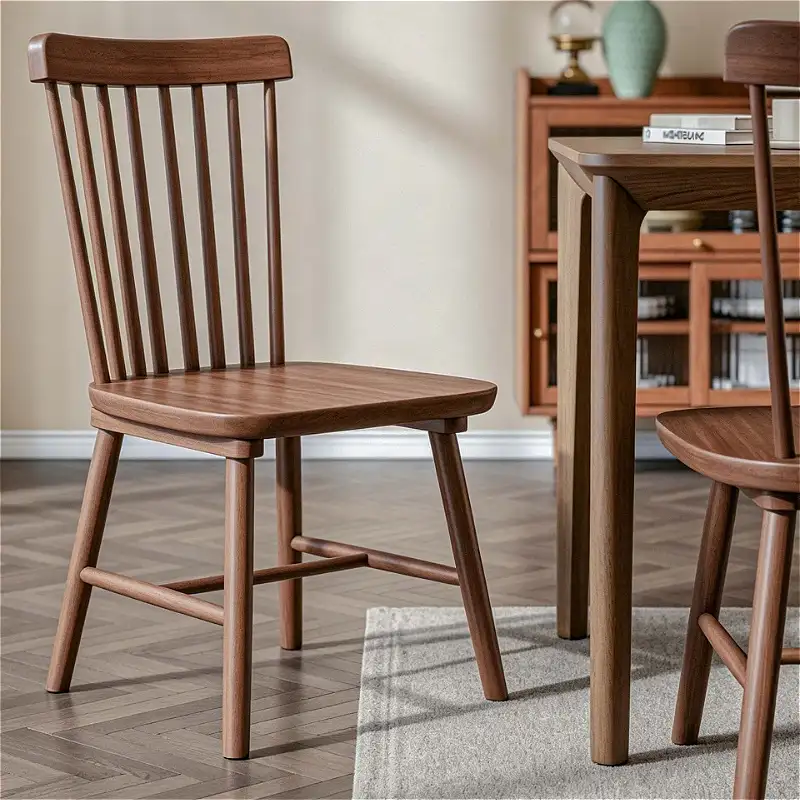 High-back solid wood dining chair