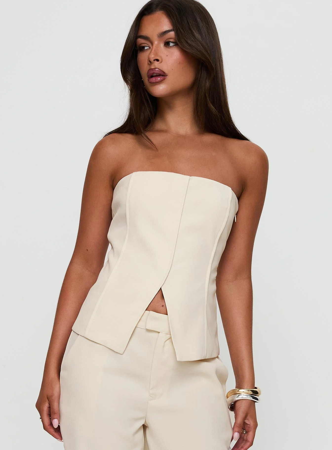 Lavish Living Strapless Top Cream