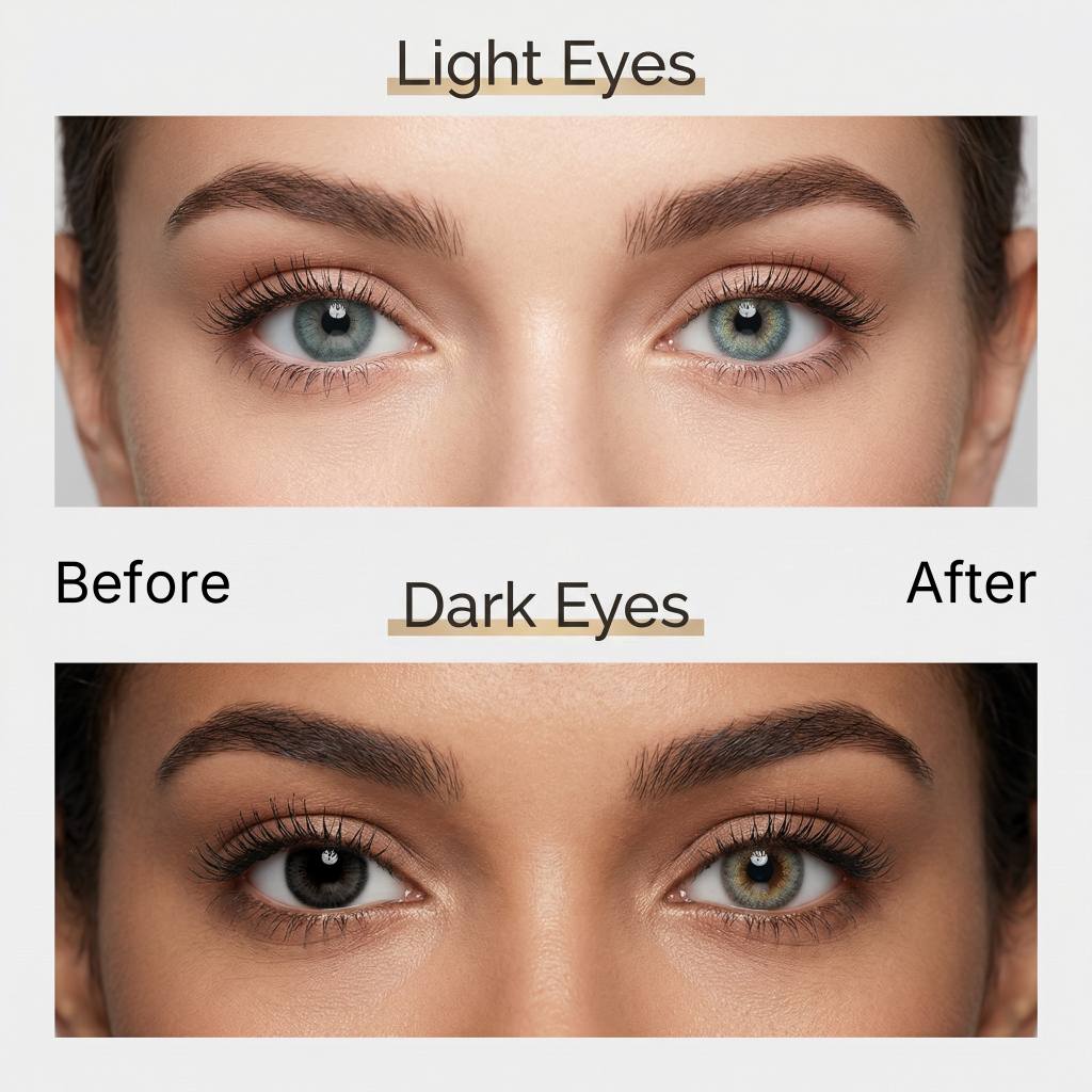 BONVIRO Misty Slate Colored Contacts – Cool Gray Hazel Blend for Dark Eyes | 6 Months Wear
