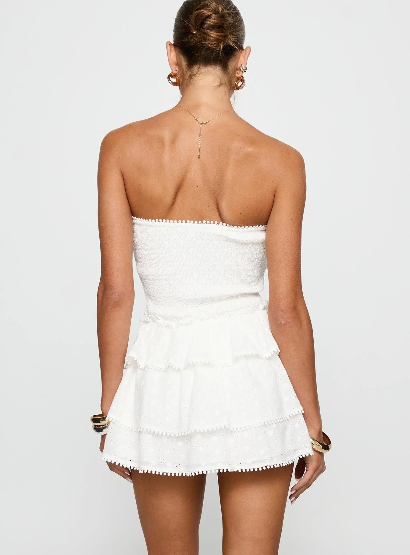 Sunkiss Frill Mini Dress White / Broderie