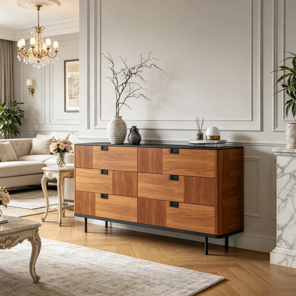 Multi-functional solid wood inlay cabinet, stylish storage cabinet, suitable for every room in the house