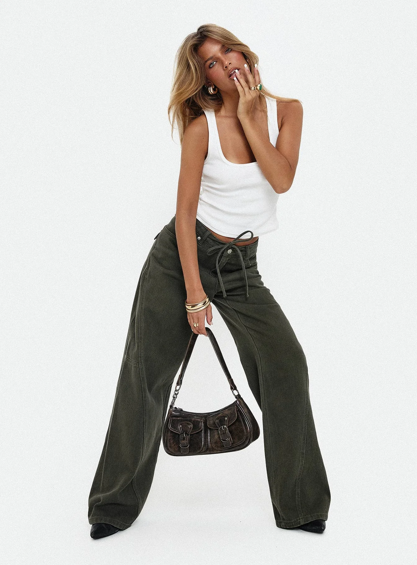 Bruiser Tie Waist Jeans Green Petite