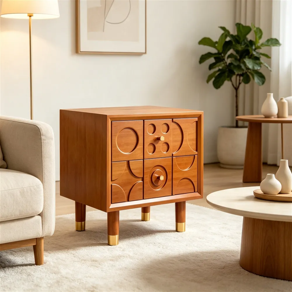 Why Vintage Carved Solid Wood Bedside Tables Suit Multi-Room Home Decor？