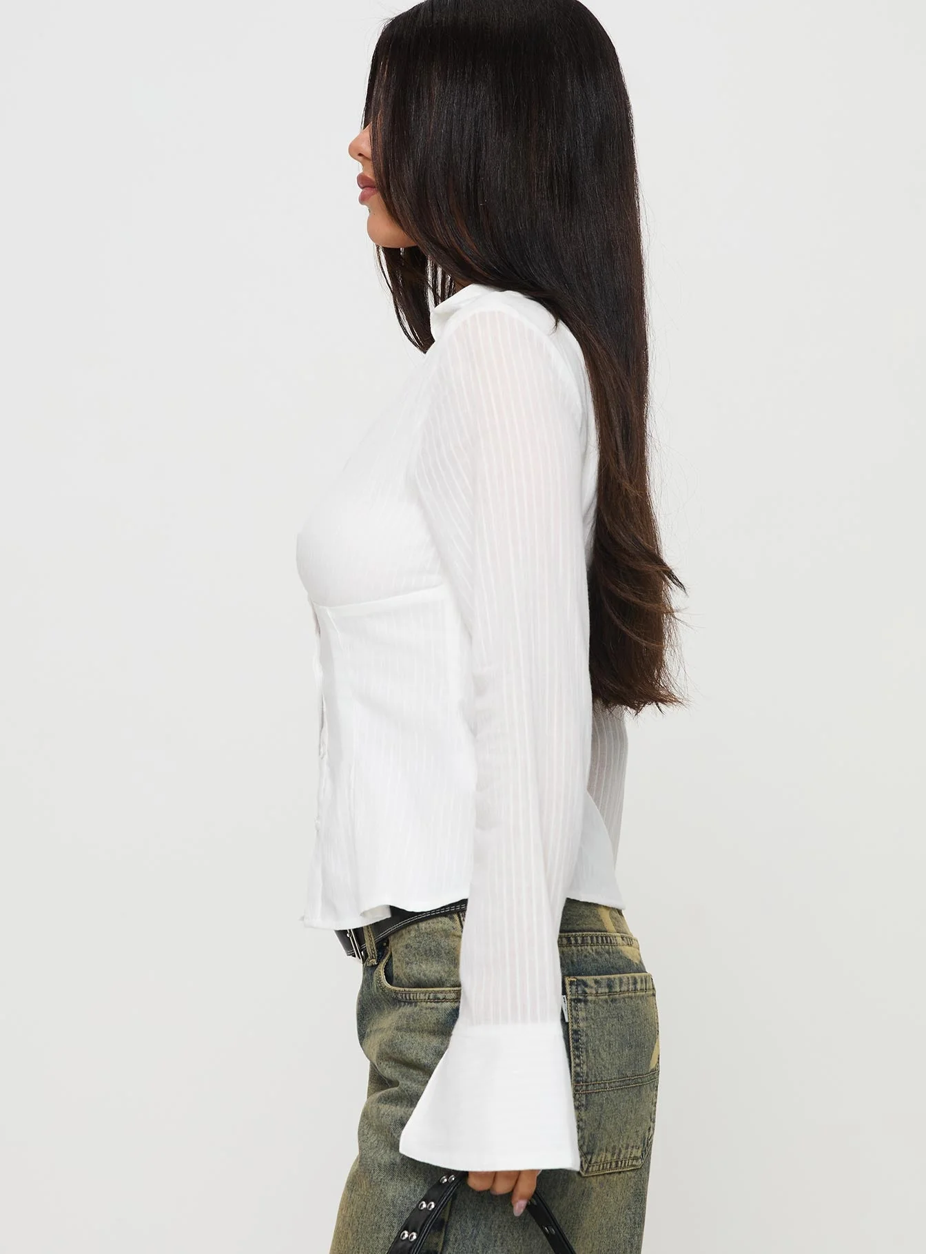 Elowenn Long Sleeve Top White
