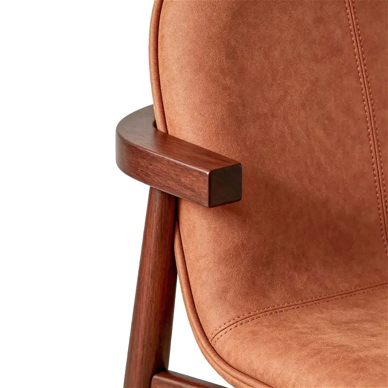 Solid wood leather dining chair