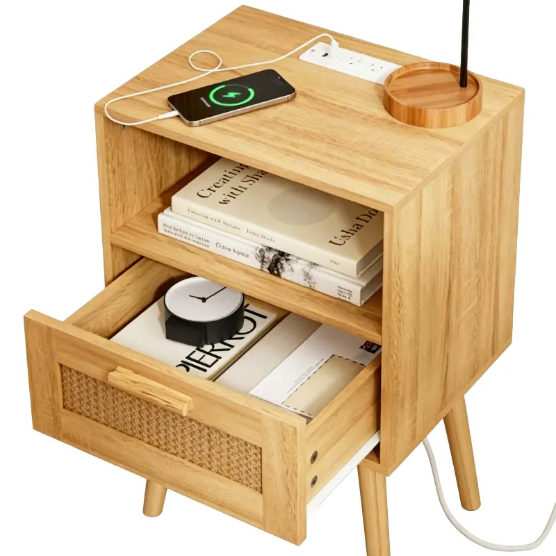 Bedside table with a power outlet(15.7