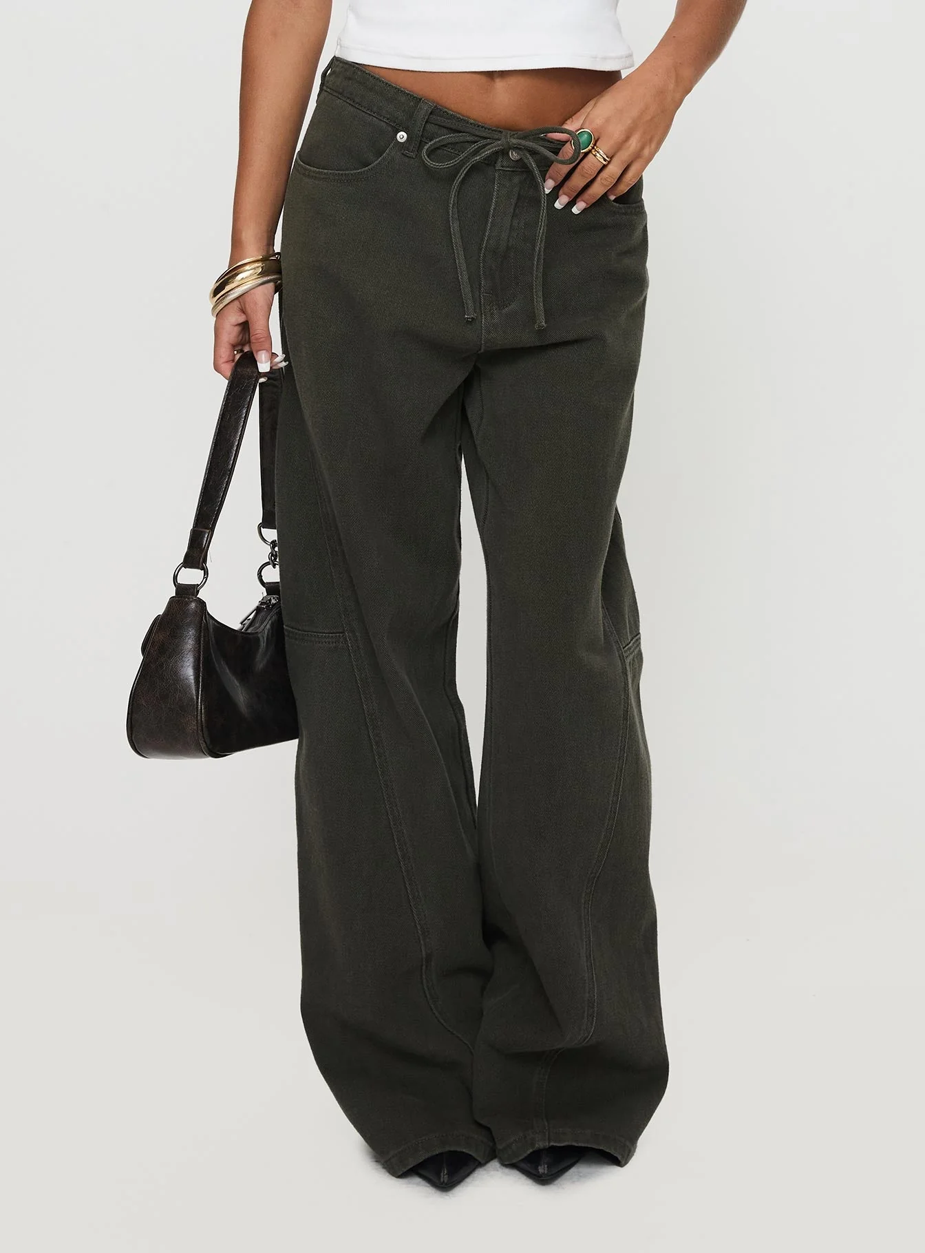 Bruiser Tie Waist Jeans Green Petite