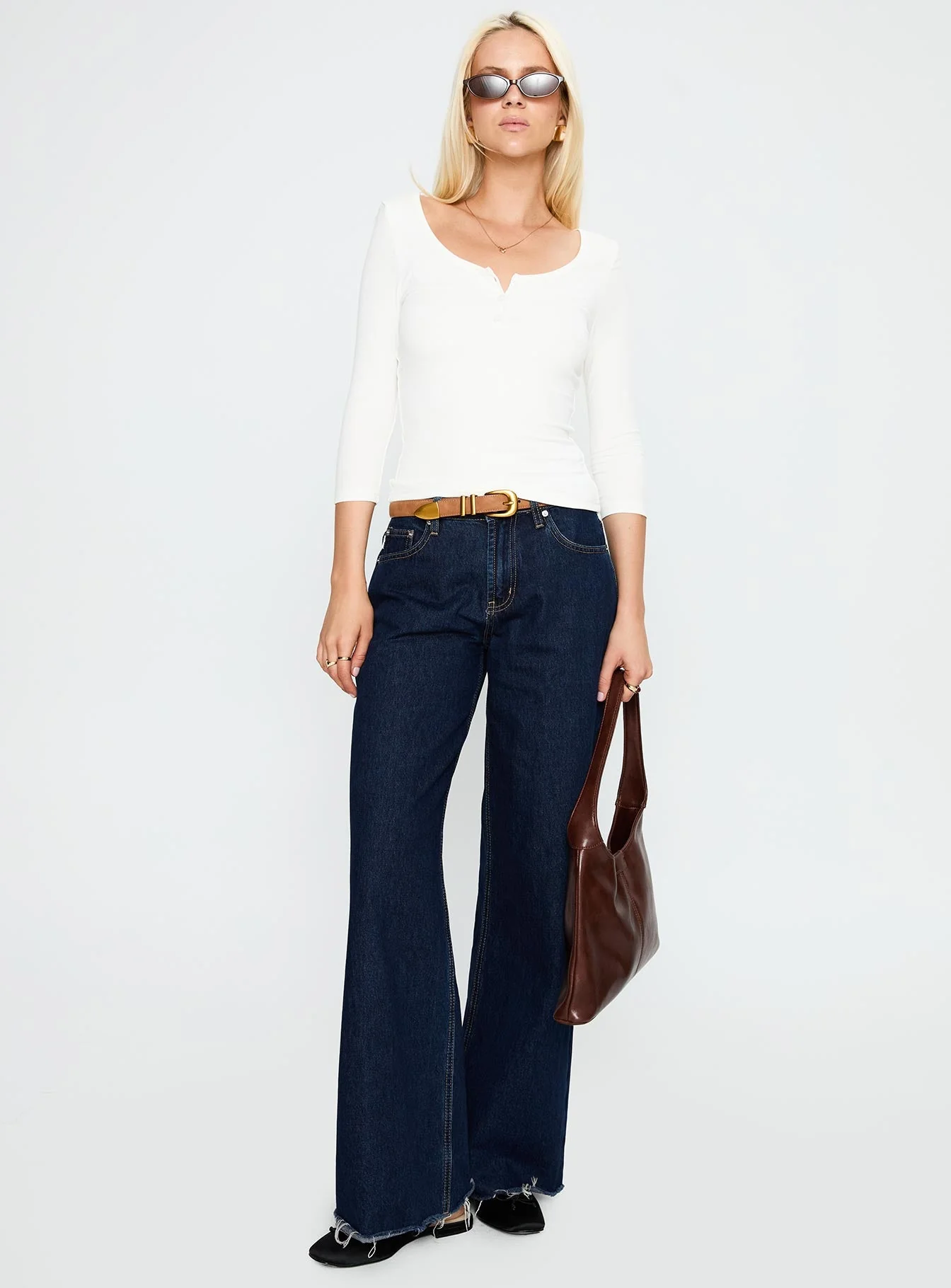 Desirae 3/4 Sleeve Top White
