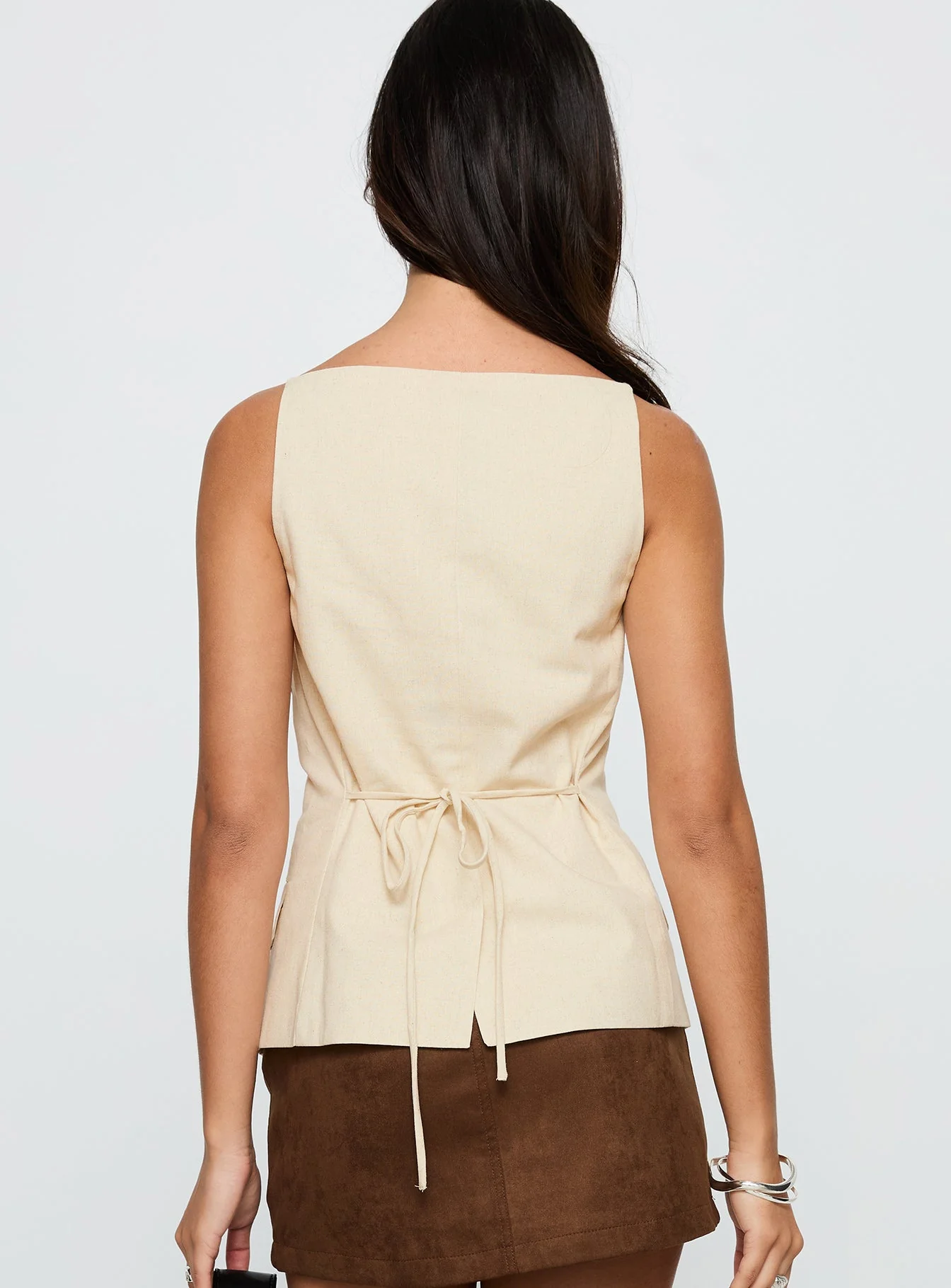 Embark Button Up Top Beige