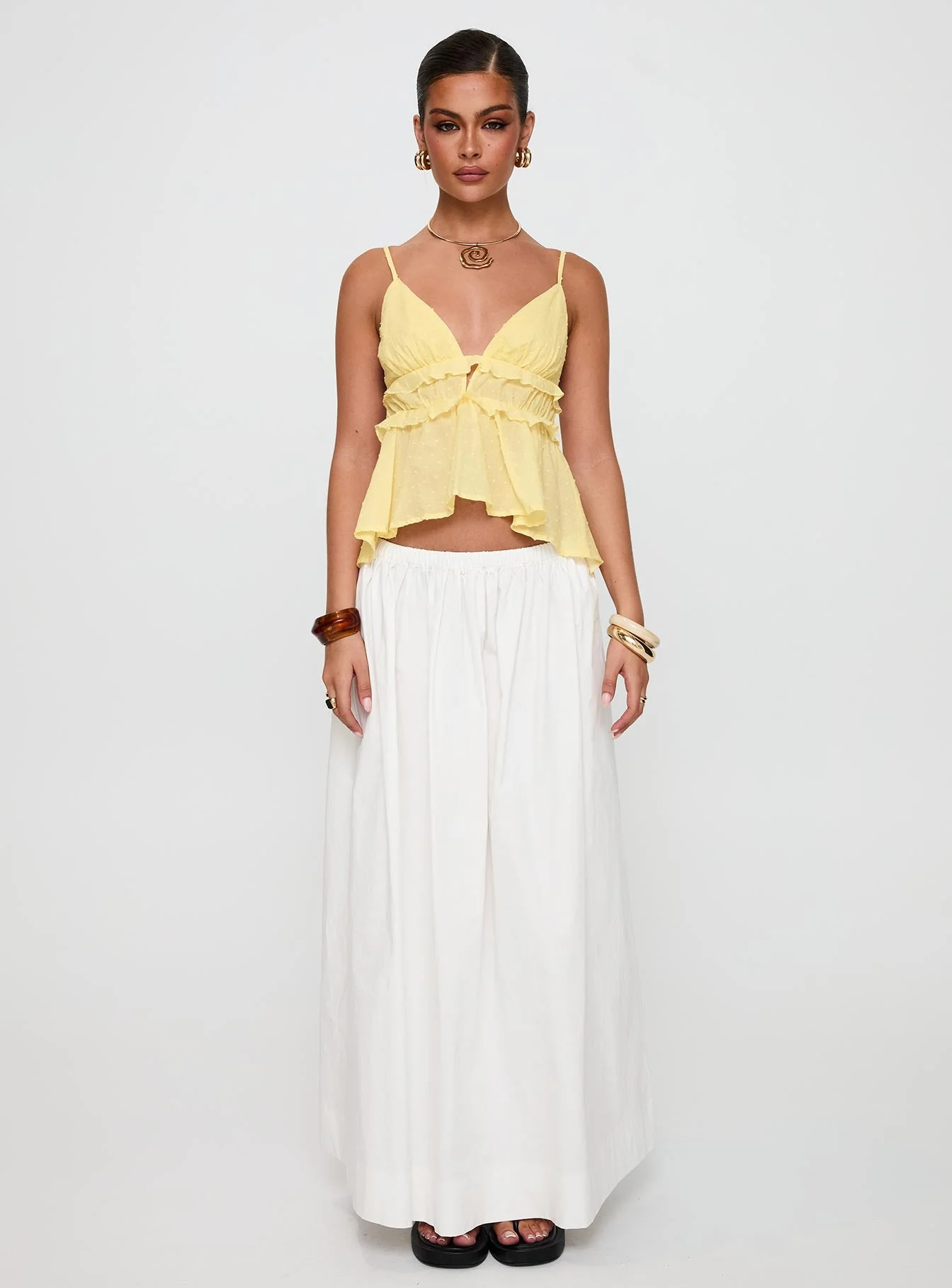 Blondelle Frill Detail Top Yellow