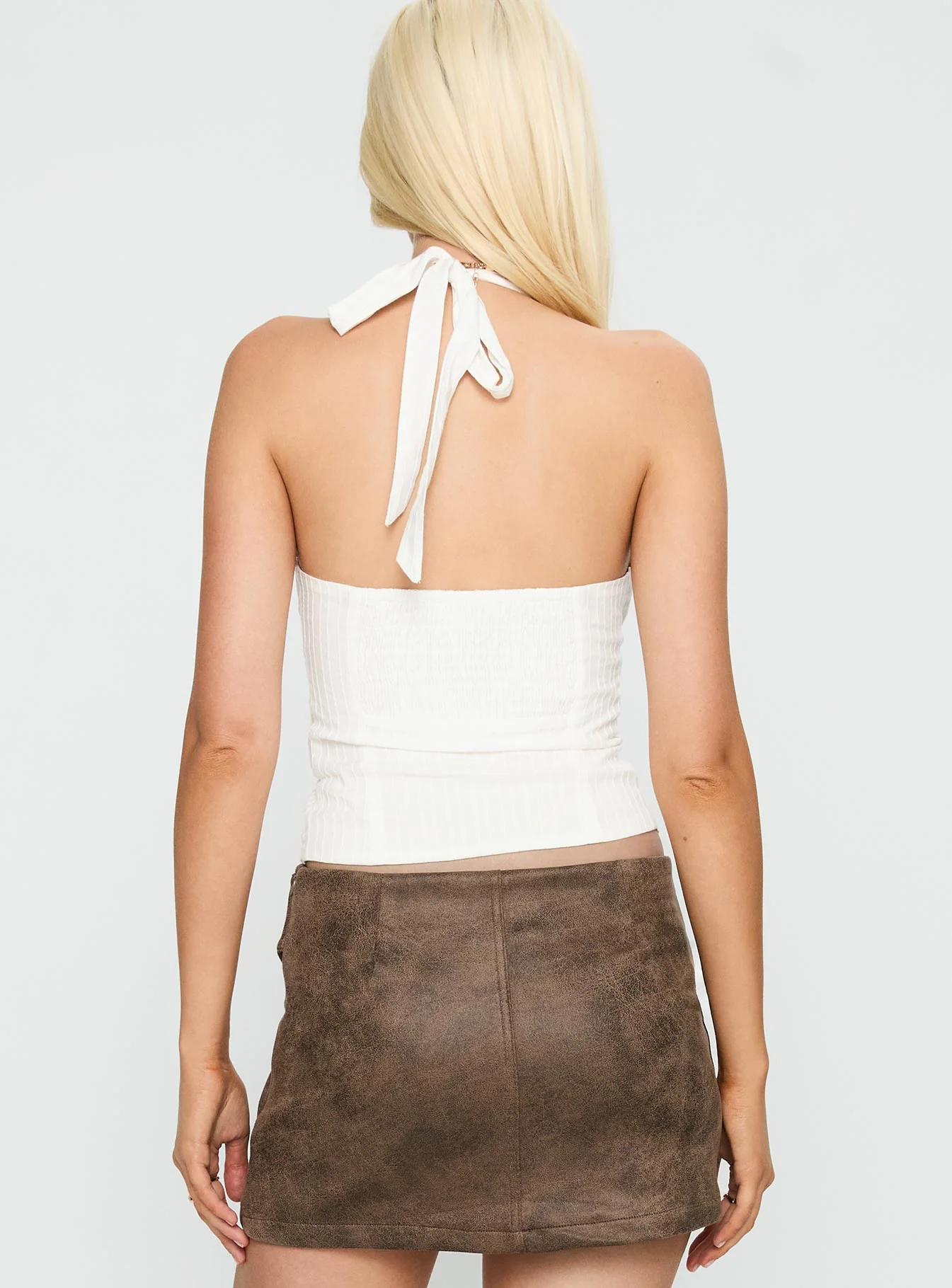 Vayda Halter Top White