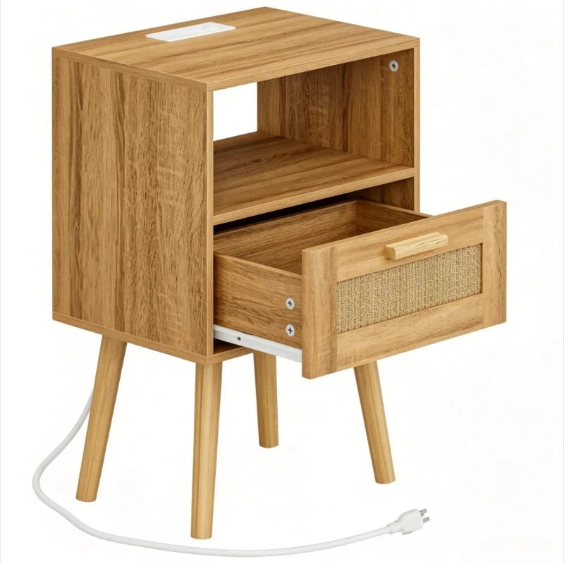 Bedside table with a power outlet(15.7
