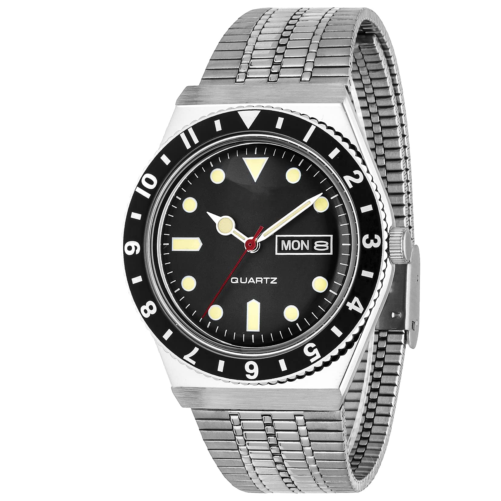 Vintage Diver Quartz Watch with Mesh Bracelet