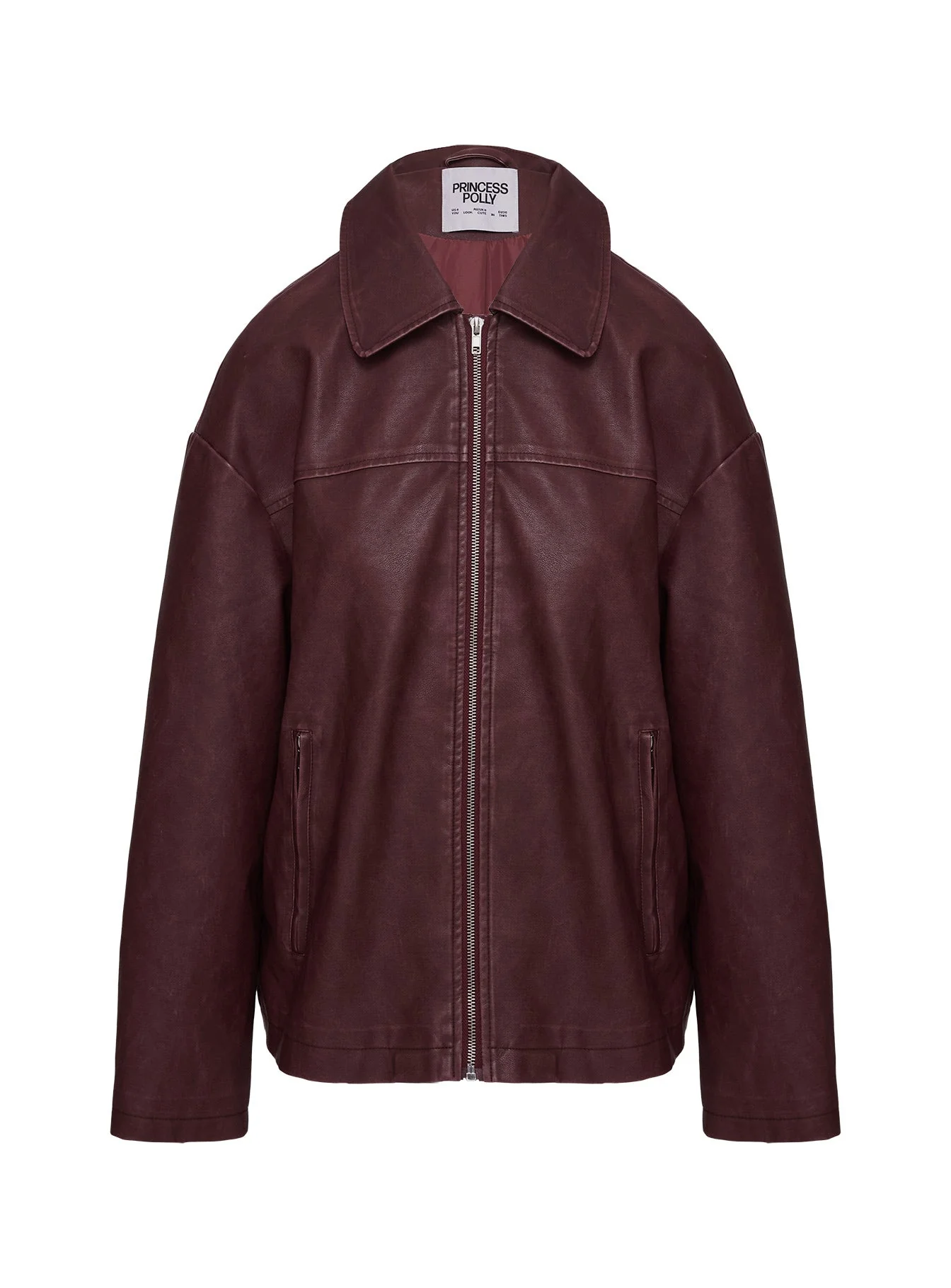 Napoleon Faux Leather Jacket Burgundy