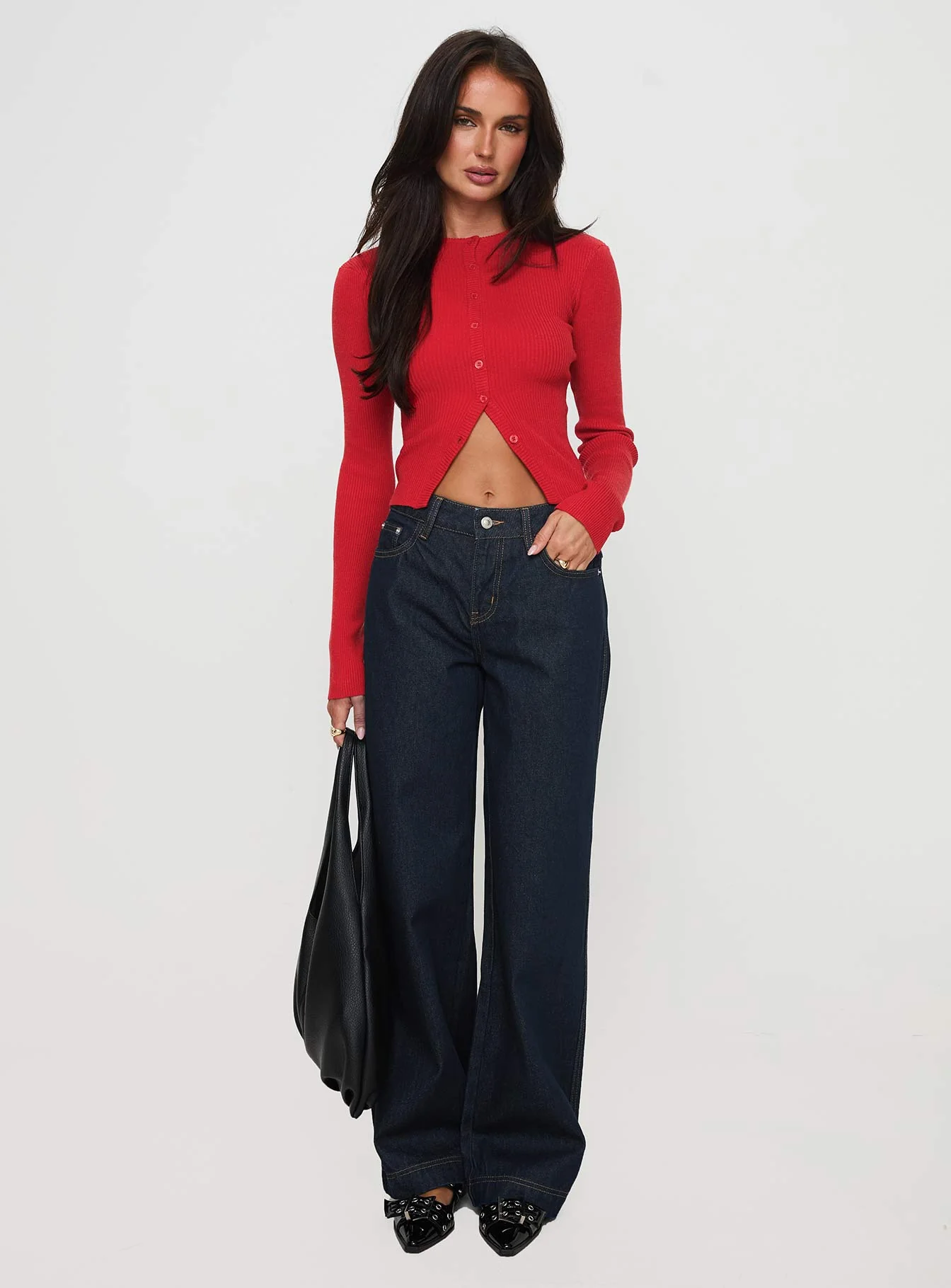 Suzu Long Sleeve Knit Top Red