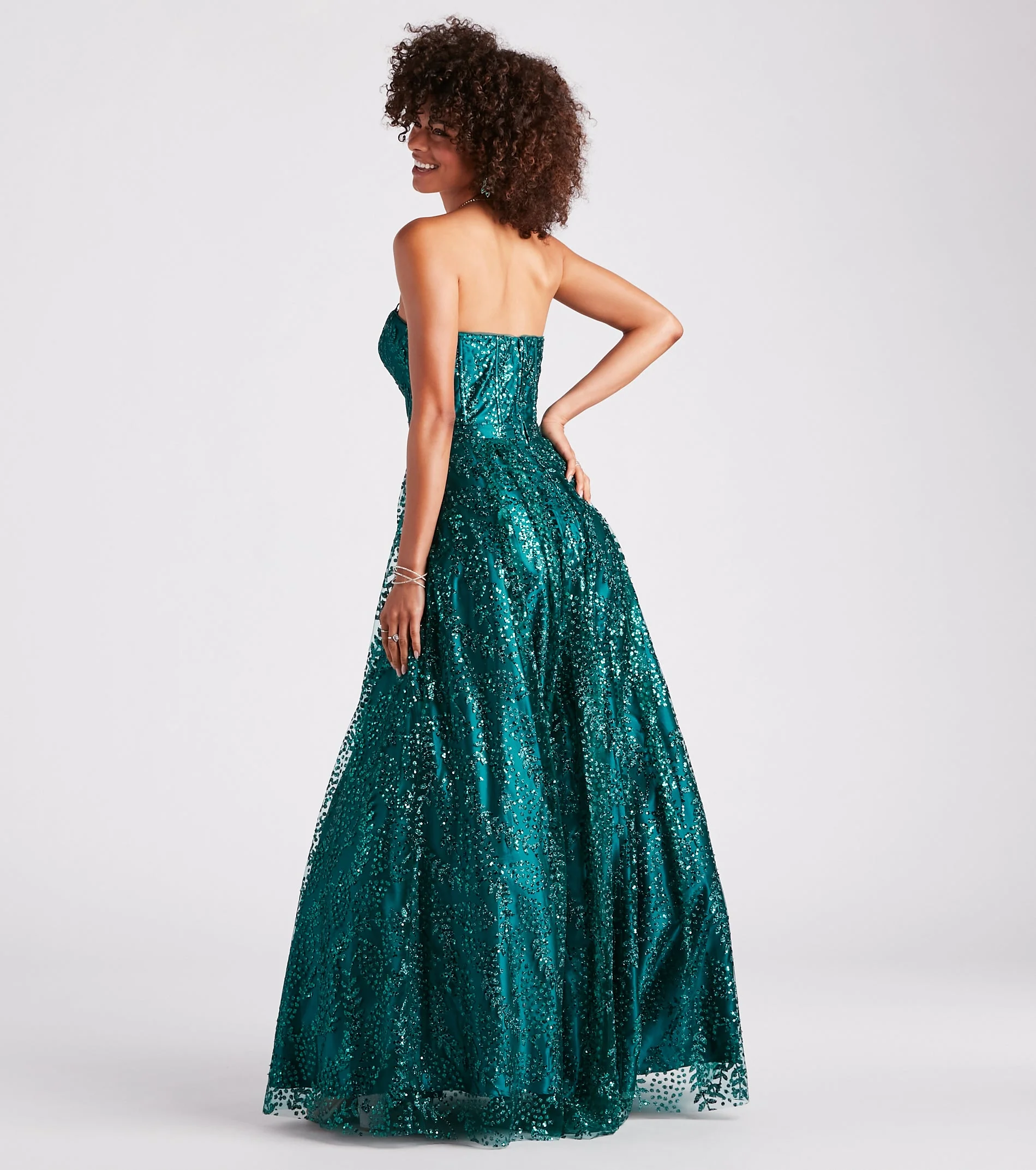Ivy Glitter Corset Strapless Ball Gown