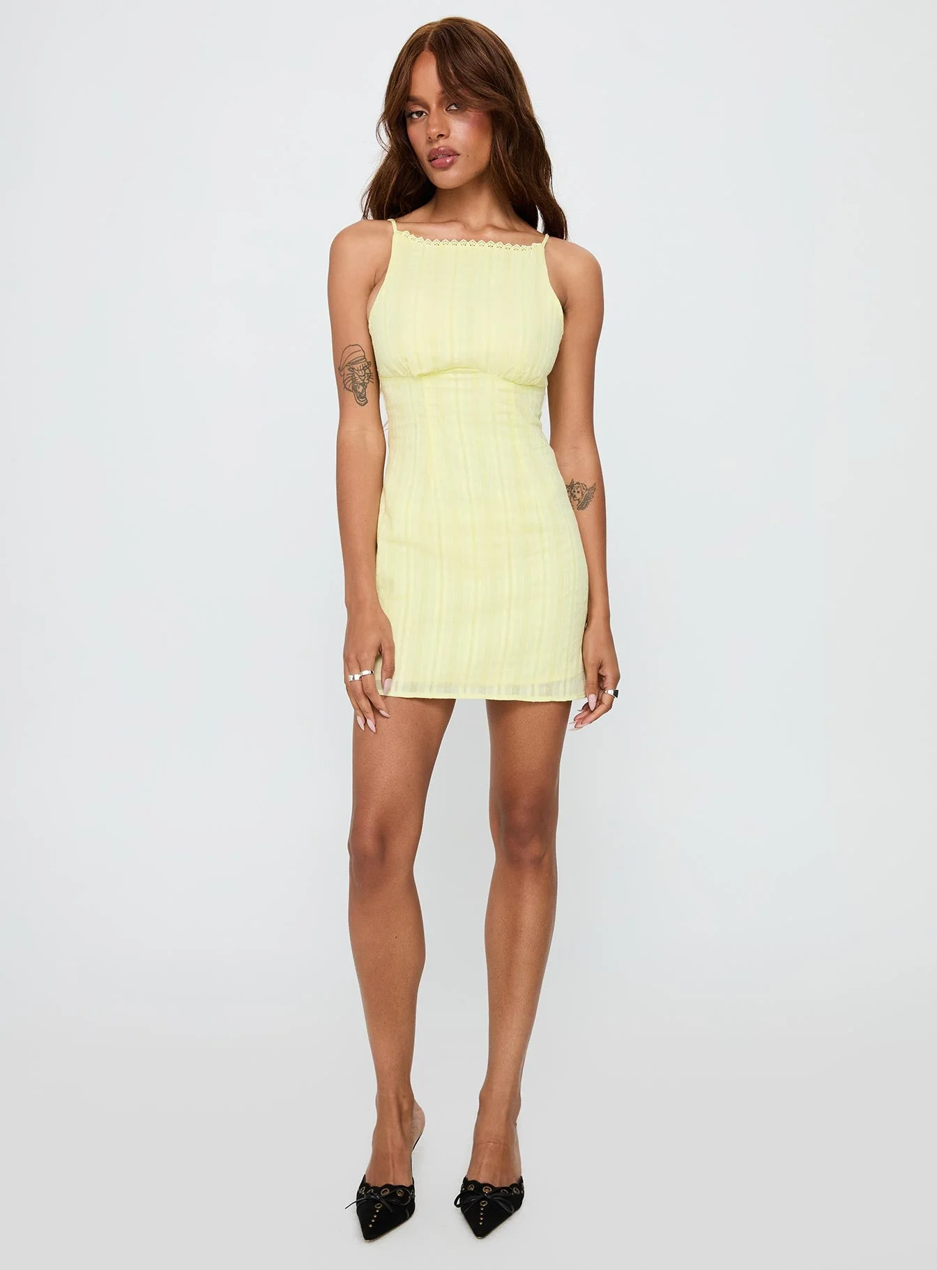 I Know Places Mini Dress Lemon