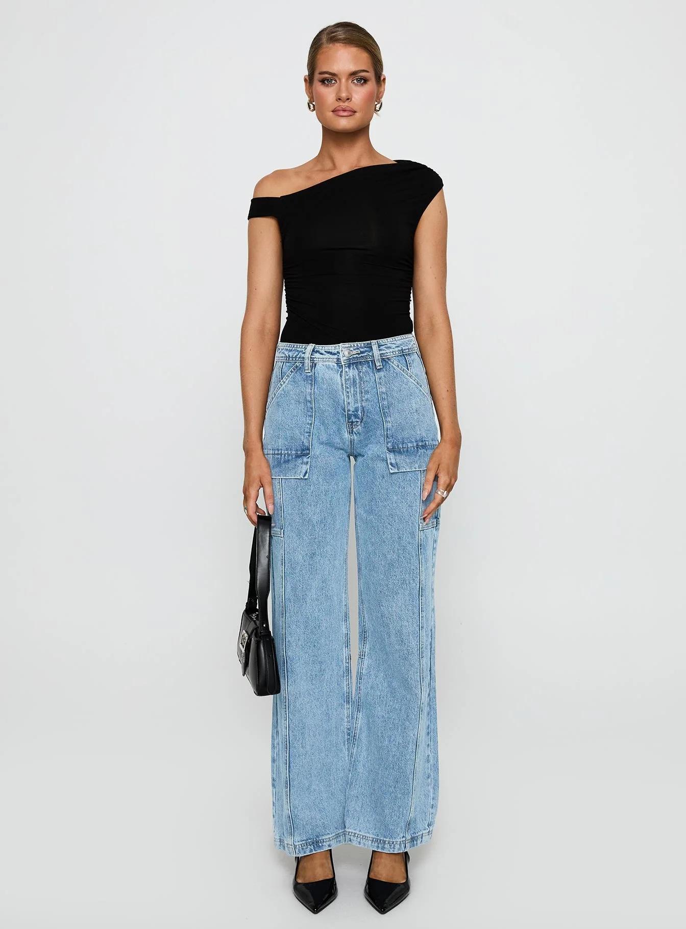 Chad Cargo Jeans Mid Wash Denim