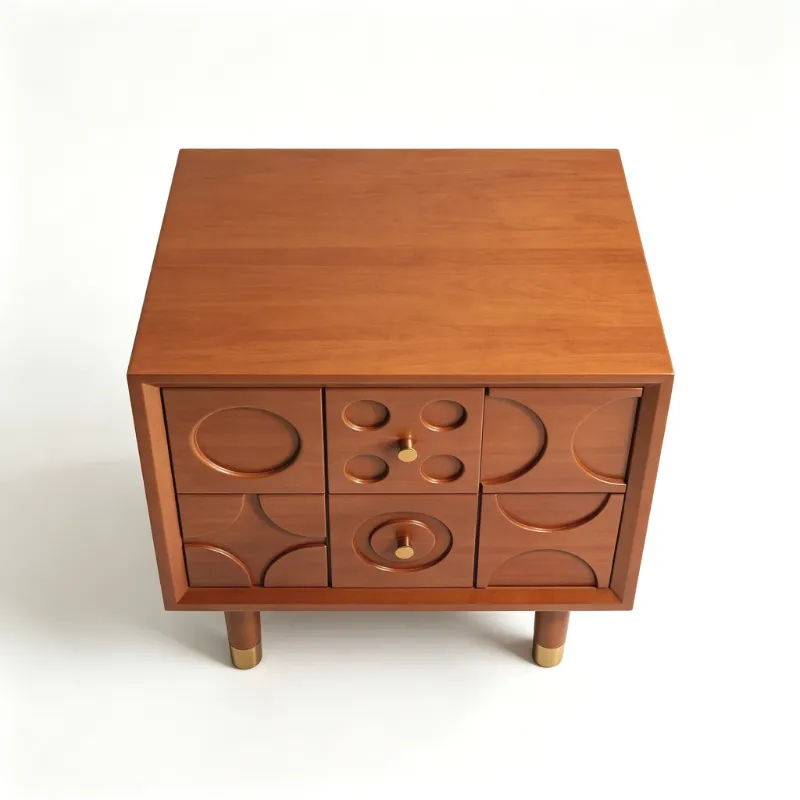 Geometric carved nightstand(18.9