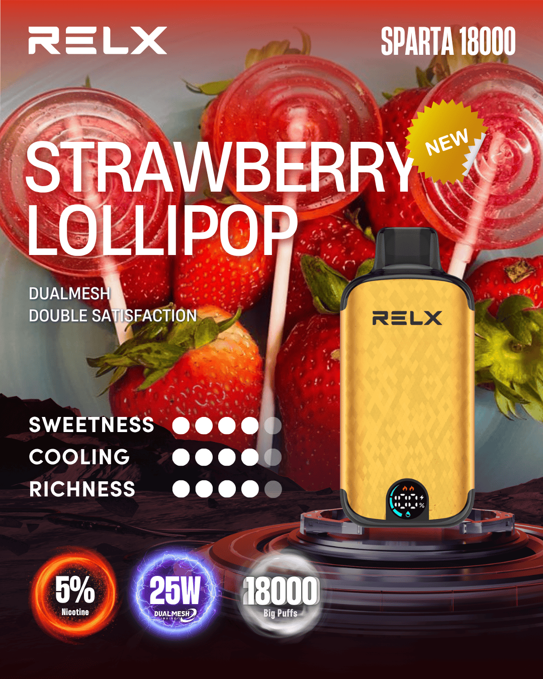 RELX SPARTA Strawberry Lollipop -ALIVAPEAUS