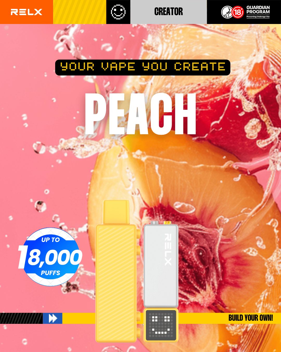 RELX Creator  Peach 18000 Puffs -ALIVAPEAUS